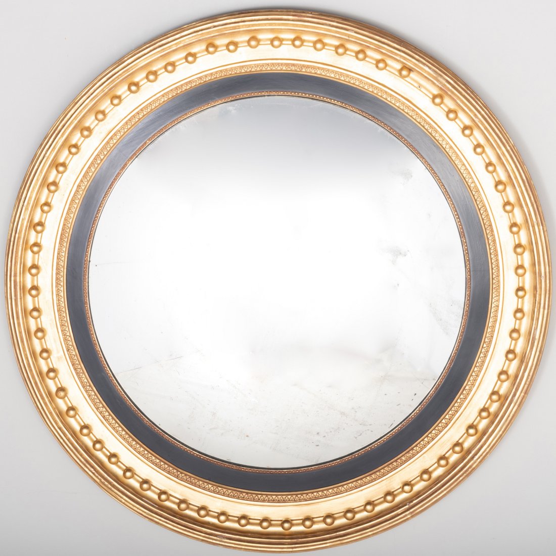 Regency Giltwood and Ebonized Circular Mirror: Regency Giltwood and Ebonized Circular Mirror39 in. diam.