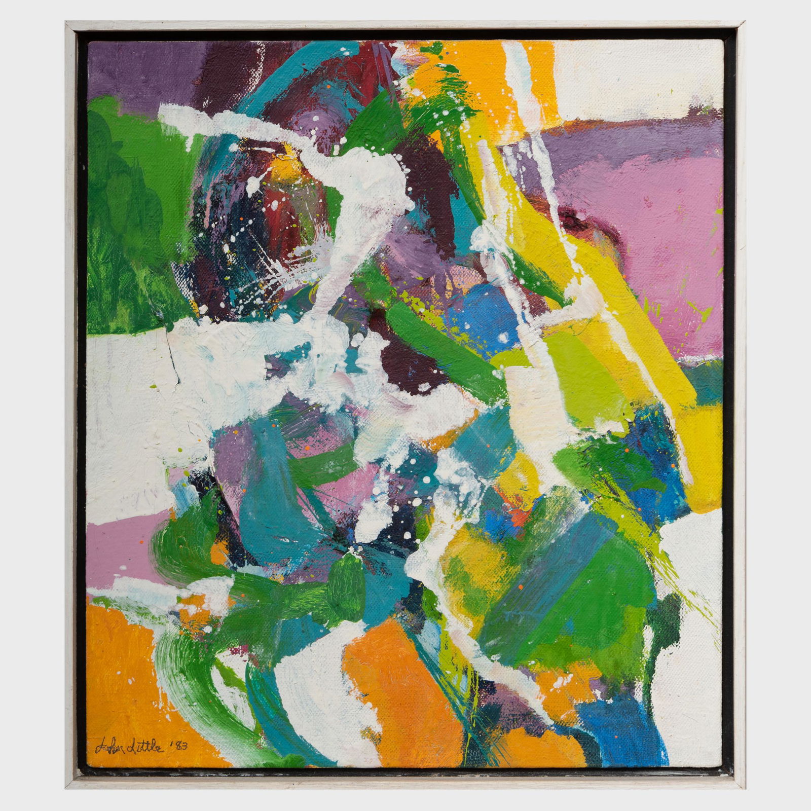 John Little (1907-1984): Untitled: John Little (1907-1984): Untitled Oil on linen, 1983, signed 'John Little' and dated lower left and on the reverse, with label from Arlene Bujese Gallery, East Hampton, NY. 16 x 14 in., 17 x 15 in. (f