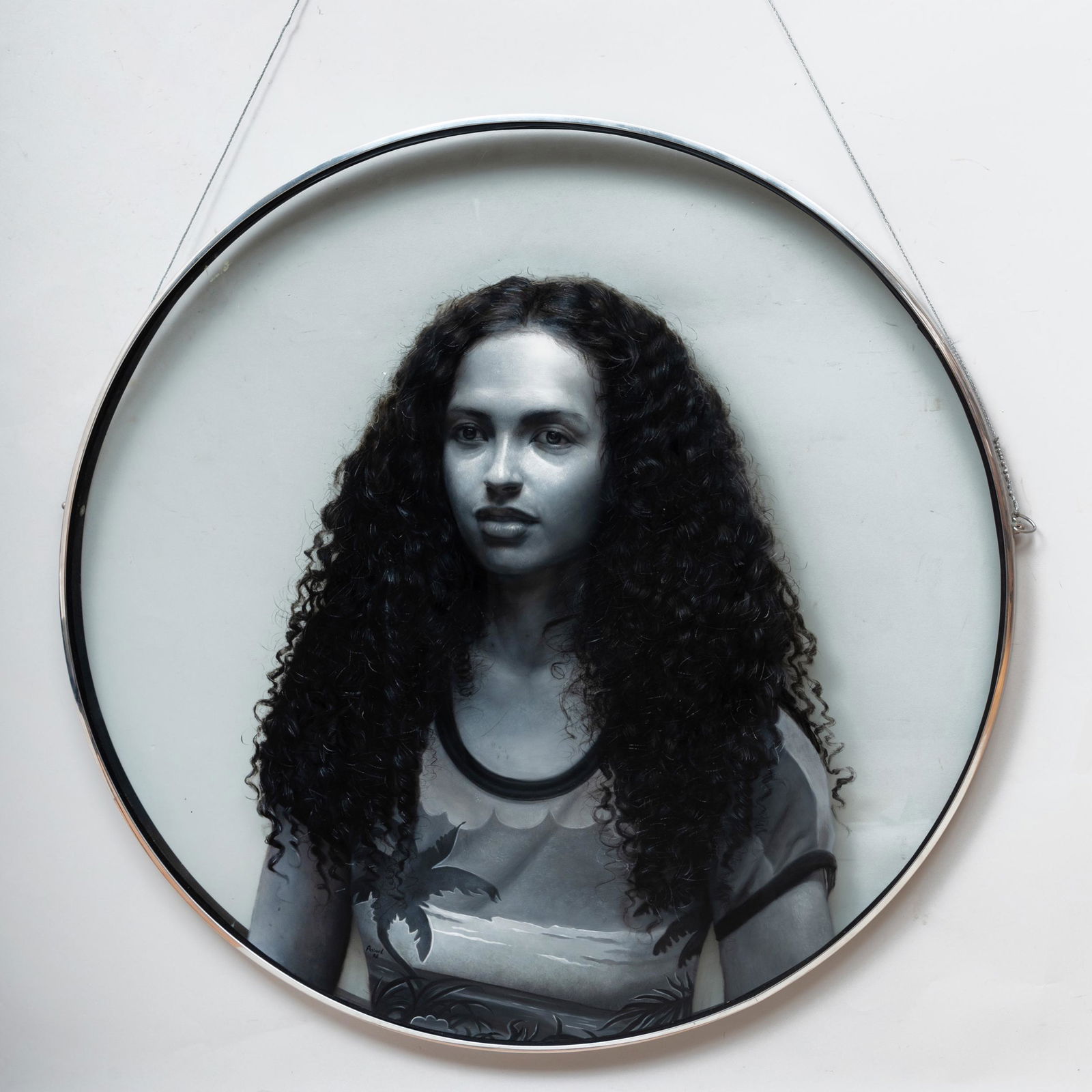 Steven Assael (b. 1957): Untitled: Steven Assael (b. 1957): Untitled Acrylic on glass, 1988, signed 'Assael' and dated lower center. 36 in. (diameter with frame). Property from the Collection of Gloria and Richard Manney, NY