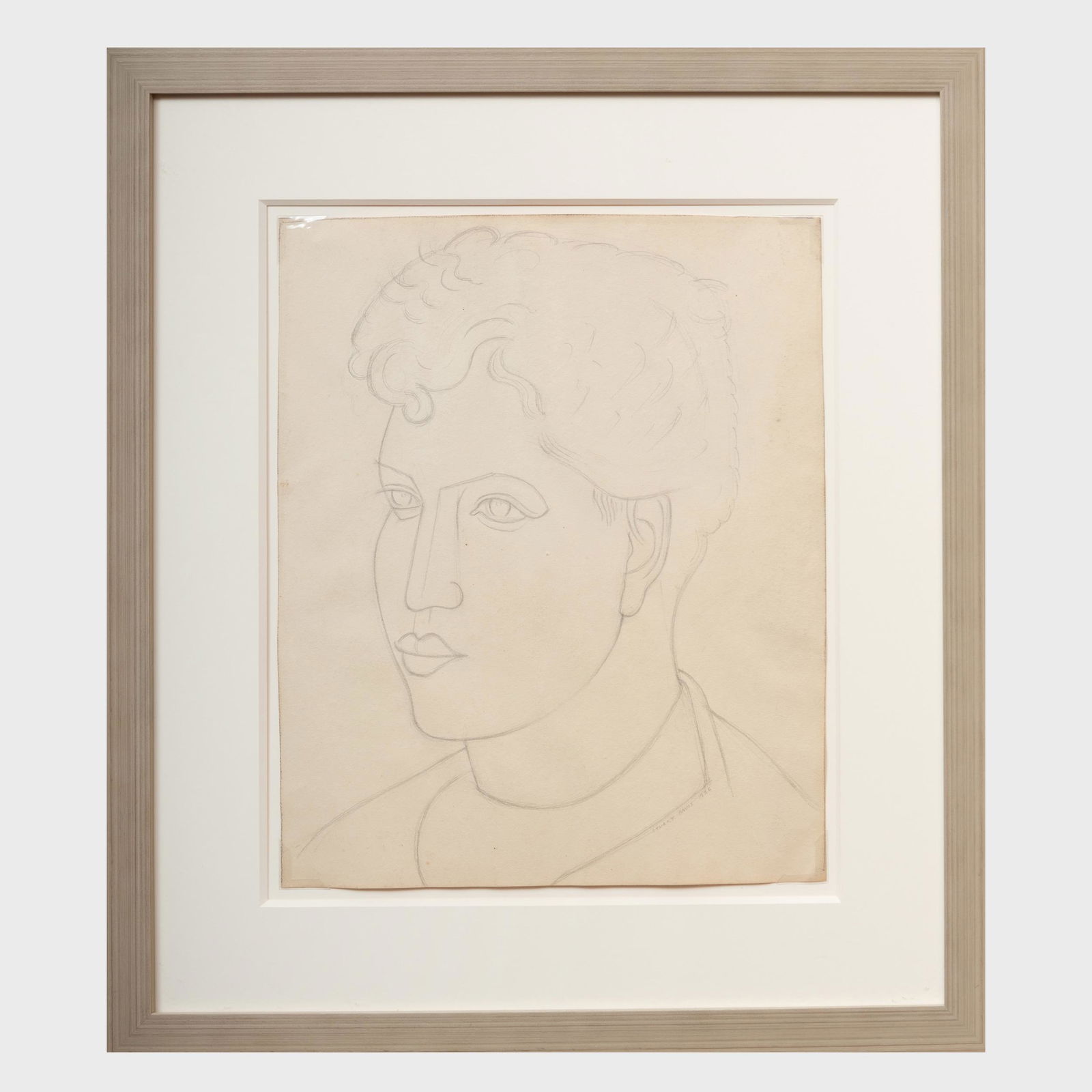 Stuart Davis (1894-1964): Portrait of Bessie Chosak: Stuart Davis (1894-1964): Portrait of Bessie Chosak Pencil on paper, 1926, signed 'Stuart Davis' and dated lower right. 15 3/8 x 12 5/8 in. (sheet), 23 1/4 x 20 1/2 in. (frame). Note: Our thanks to Ka