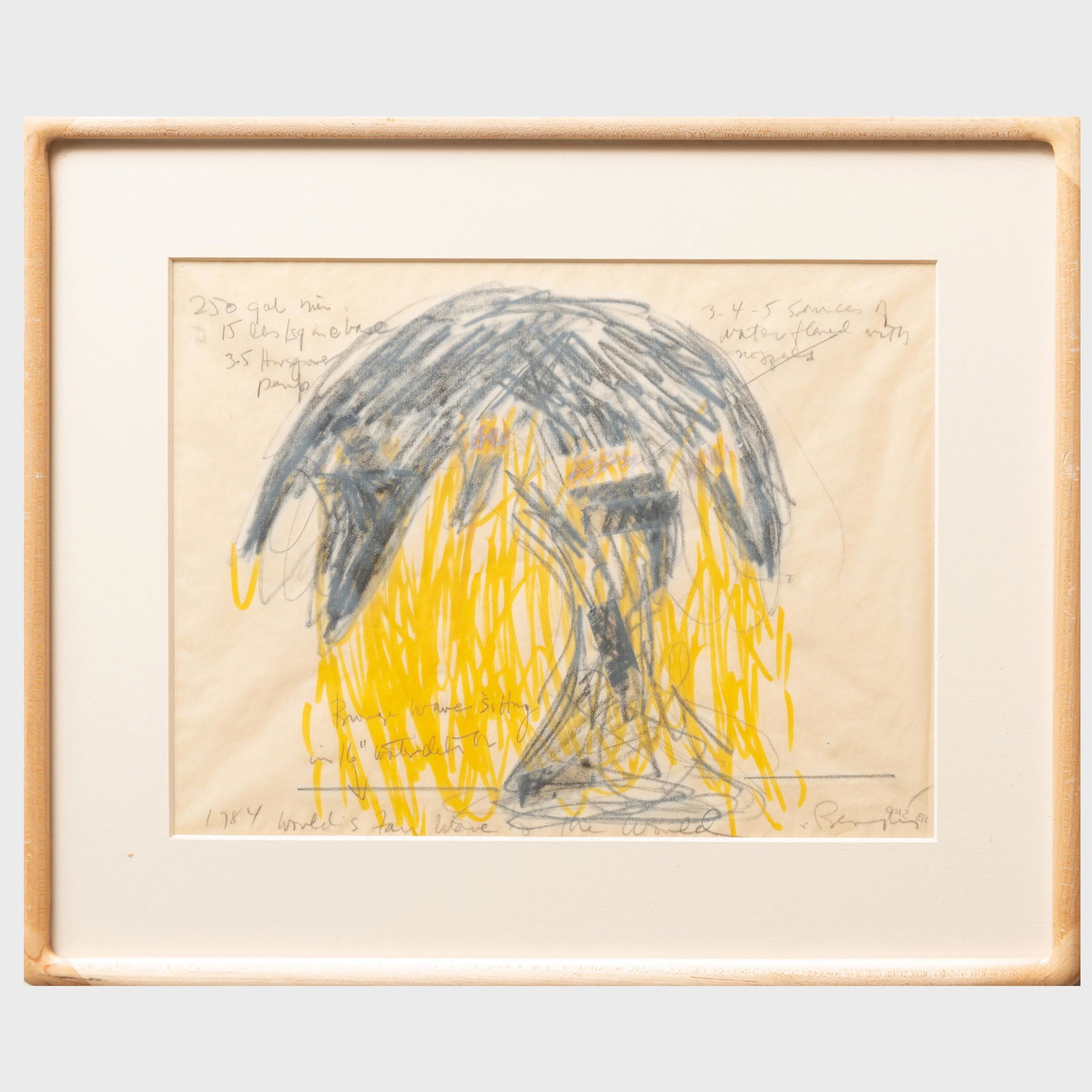 Lynda Benglis (b. 1941): The Wave of the World: Two: Lynda Benglis (b. 1941): The Wave of the World: Two Sketches Two pencil, ink, crayon and clear tape on tracing paper, 1984, signed 'L. Benglis' and 'Benglis' lower right, both titled, dated and variou