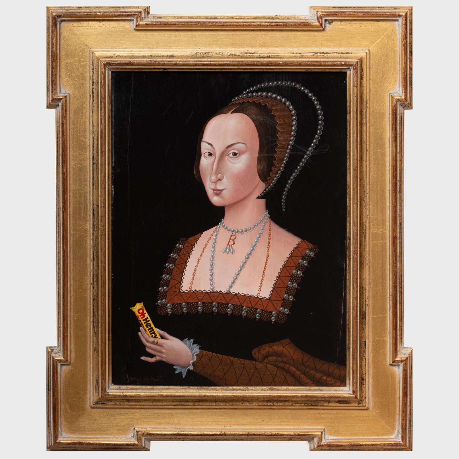 Barry Rockwell: Anne Boleyn, from Candy Couple--Henry: Barry Rockwell: Anne Boleyn, from Candy Couple--Henry and Anne Acrylic on wood, 1997, signed 'Barry Rockwell' lower left, with label from Nancy Poole's Studio, Toronto. 16 1/2 x 12 1/2 in., 22 x 18 in