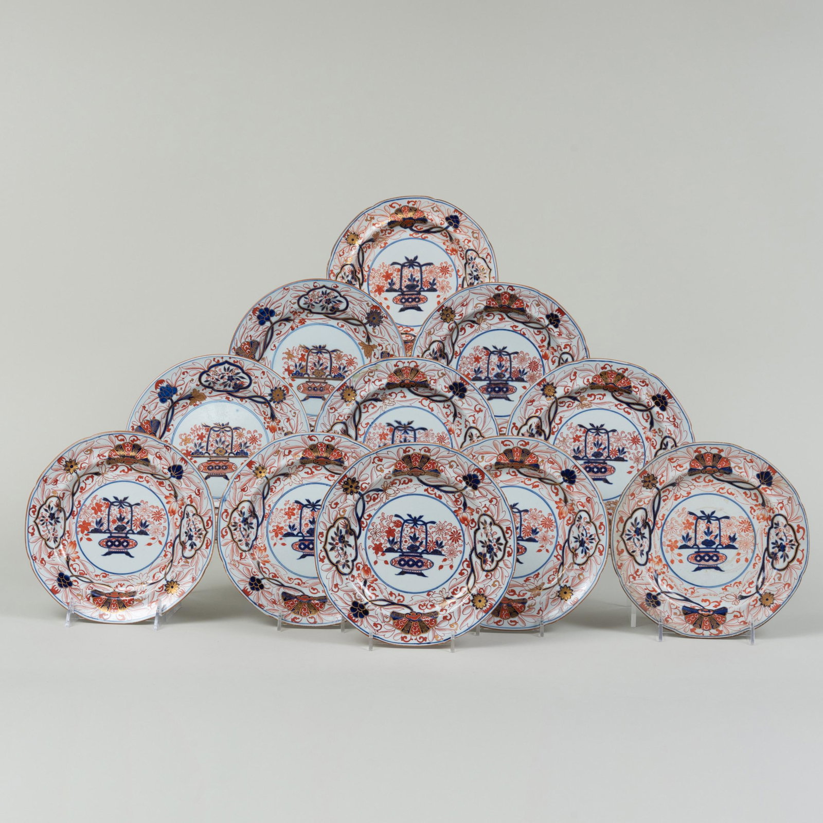 Set of Eleven Spode Ironstone Dessert Plates: Set of Eleven Spode Ironstone Dessert Plates Blue printed mark. 8 in. diam. Property from a Distinguished Collection, New York