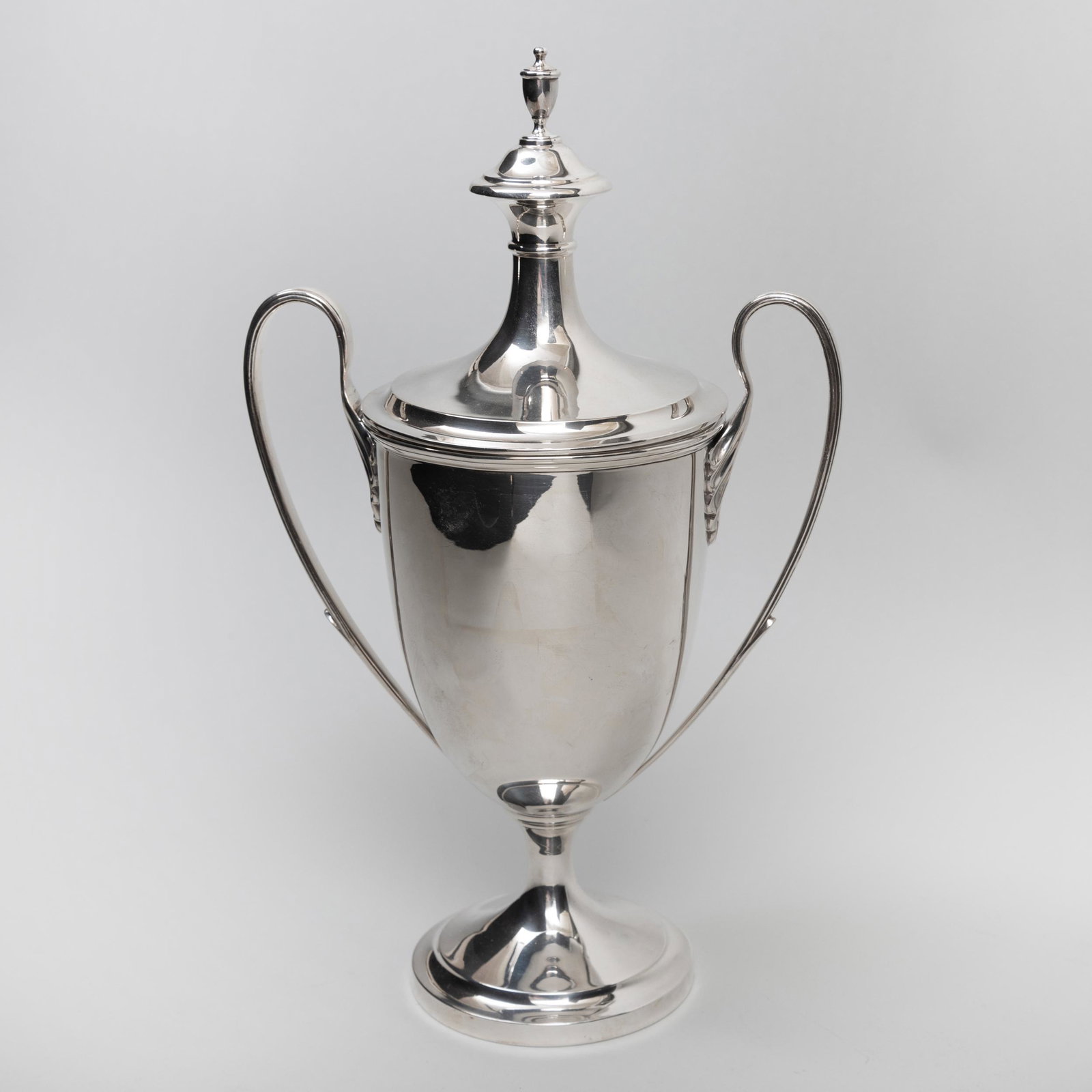 George V Silver Two Handle Cup and Cover: George V Silver Two Handle Cup and Cover Mark of Charles & Richard Comyns, London, 1921. 14 in. high, 25 oz. approx. weight.