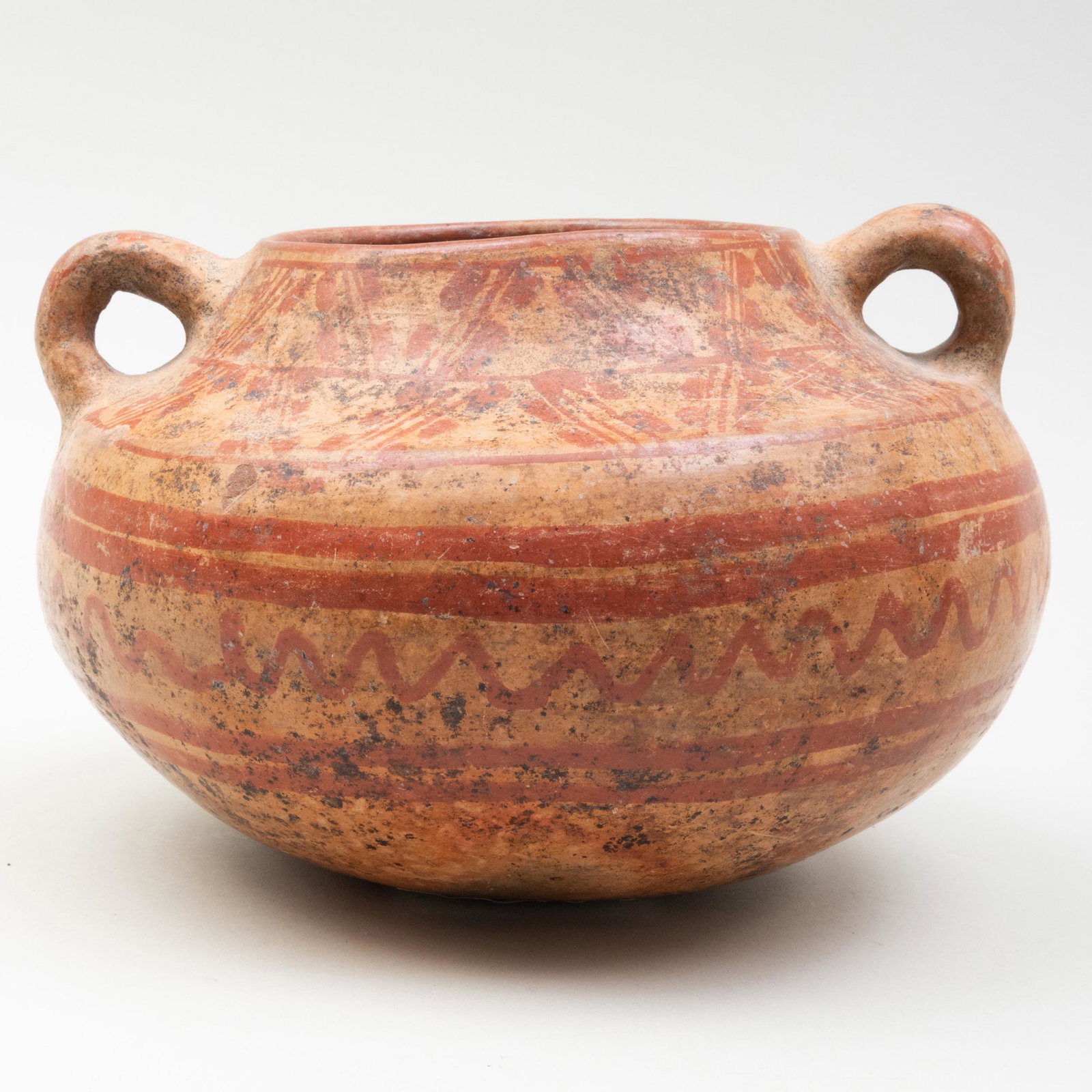 Mayan Polychrome Pottery Vessel with Lug Handles: Mayan Polychrome Pottery Vessel with Lug Handles 5 1/8 x 7 1/2 in. diam. Property From the Estate of Thomas A. Cox Sold Doyle, NY, October 13, 1998, Lot 101.