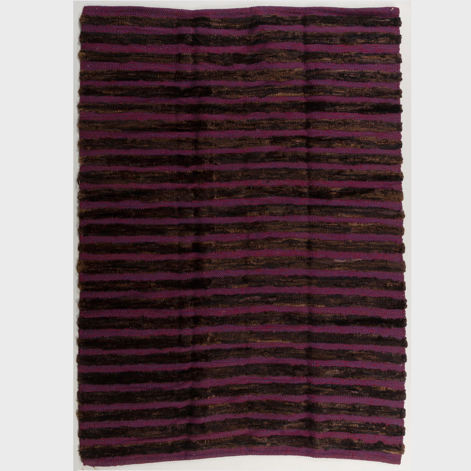 Aubergine and Brown Striped High Low Pile Carpet: Aubergine and Brown Striped High Low Pile Carpet 8 ft. 5 in. x 5 ft. 8 in. The Collection of Mr. & Mrs. John H. Gutfreund: 834 Fifth Avenue