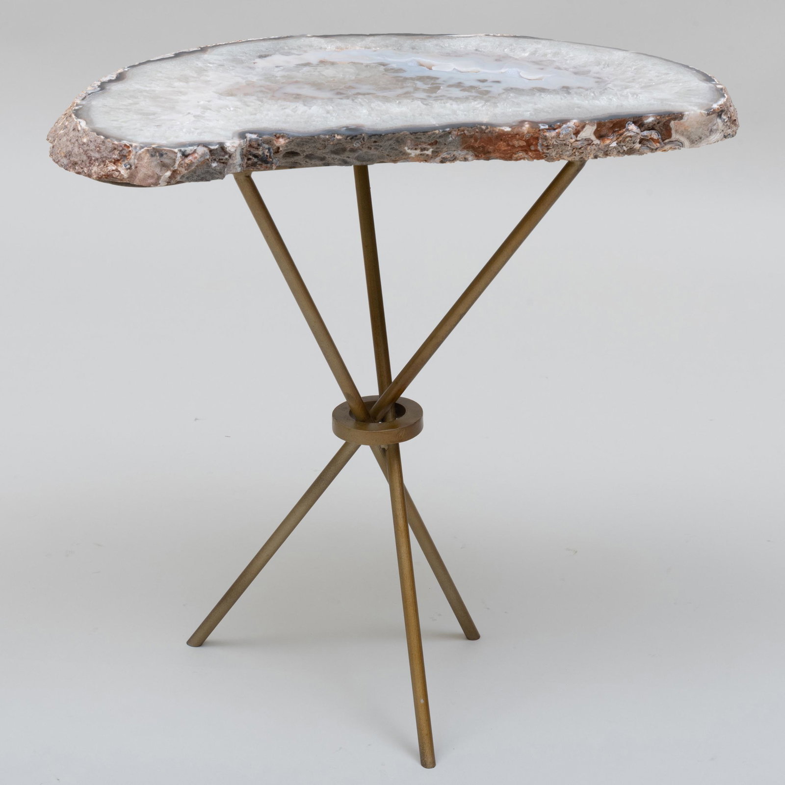 Geode and Metal Side Table: Geode and Metal Side Table 22 1/2 x 22 x 13 in.