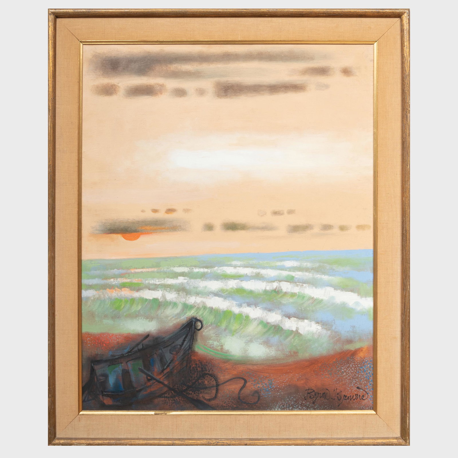 Byron Browne (1907-1961): Provincetown Beach: Byron Browne (1907-1961): Provincetown Beach Oil on canvas, 1957, signed 'Byron Browne', titled and dated on the reverse. 30 x 24 in., 36 x 30 in. (frame).