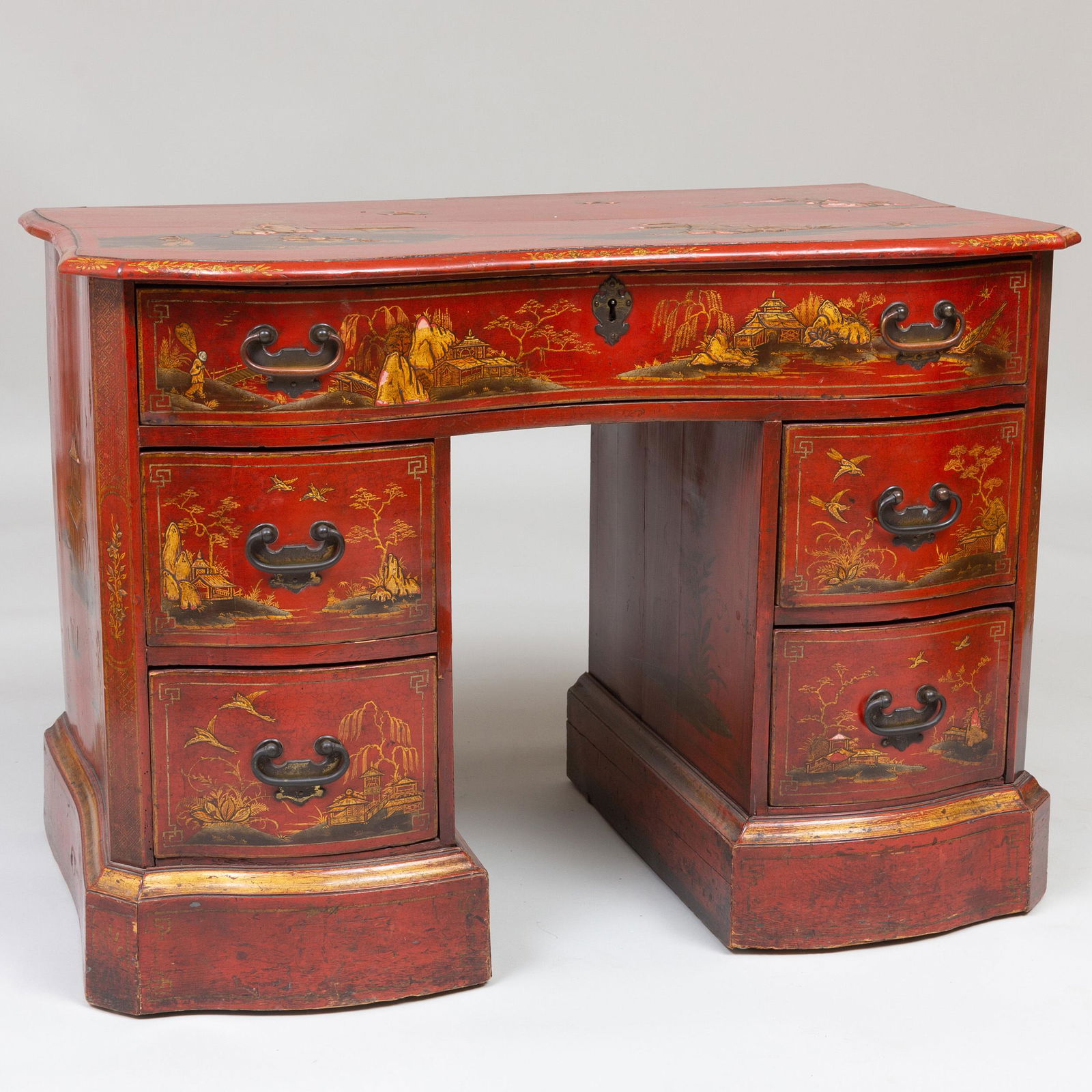 George II Style Scarlet, Black, and Gilt Japanned (1 of 9)