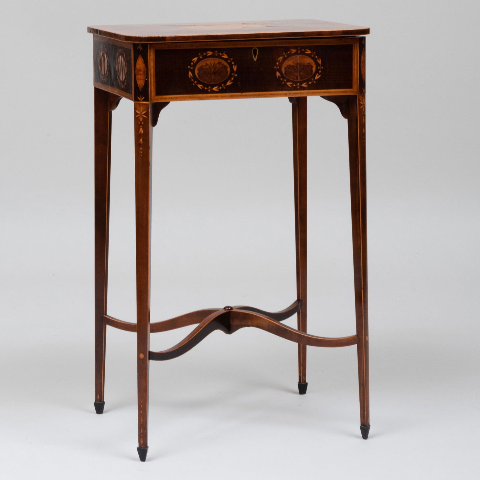George III Inlaid Harewood Work Table, After a Design (1 of 9)