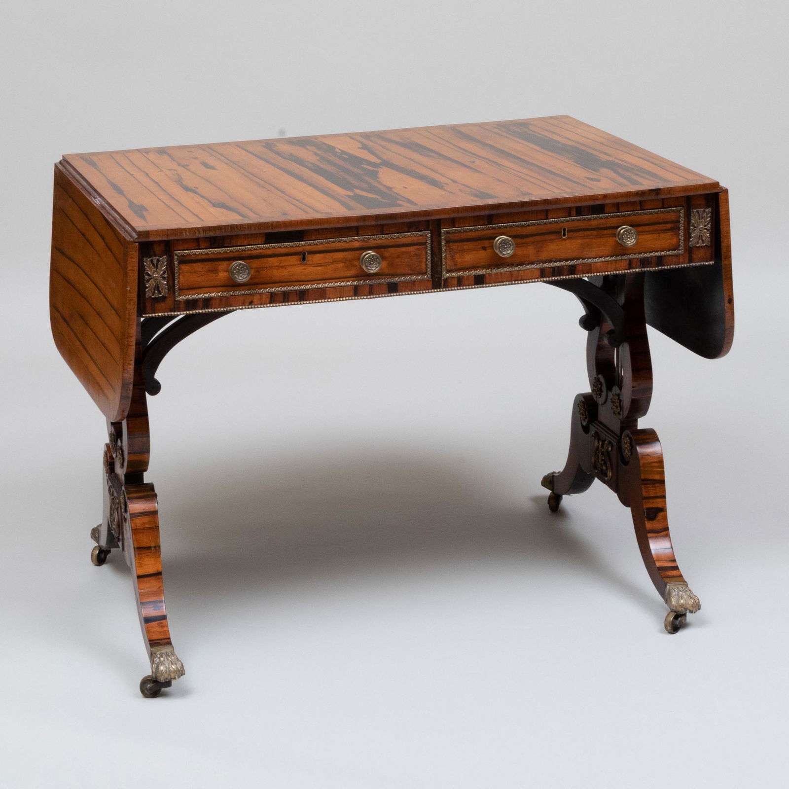 Regency  Brass-Mounted Inlaid Calamander Sofa Table (1 of 9)