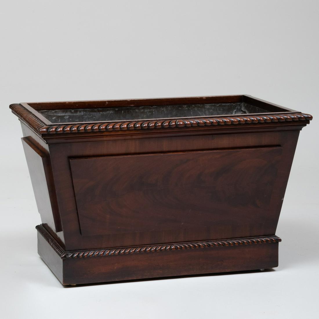 Regency Carved Mahogany Wine Cooler: Regency Carved Mahogany Wine Cooler Formerly with a lid, with a zinc lined interior, raised on casters. 18 x 30 x 19 in. The Collection of Michael G. Moye, Greenwich, CT