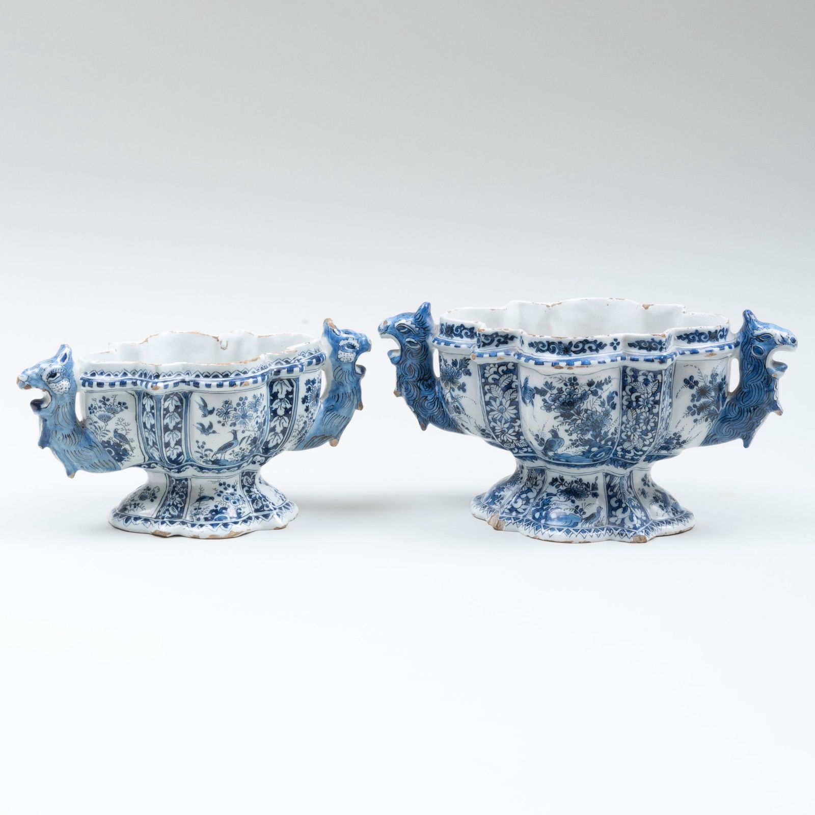 Two Dutch Delft Blue and White Flower Vases (1 of 10)