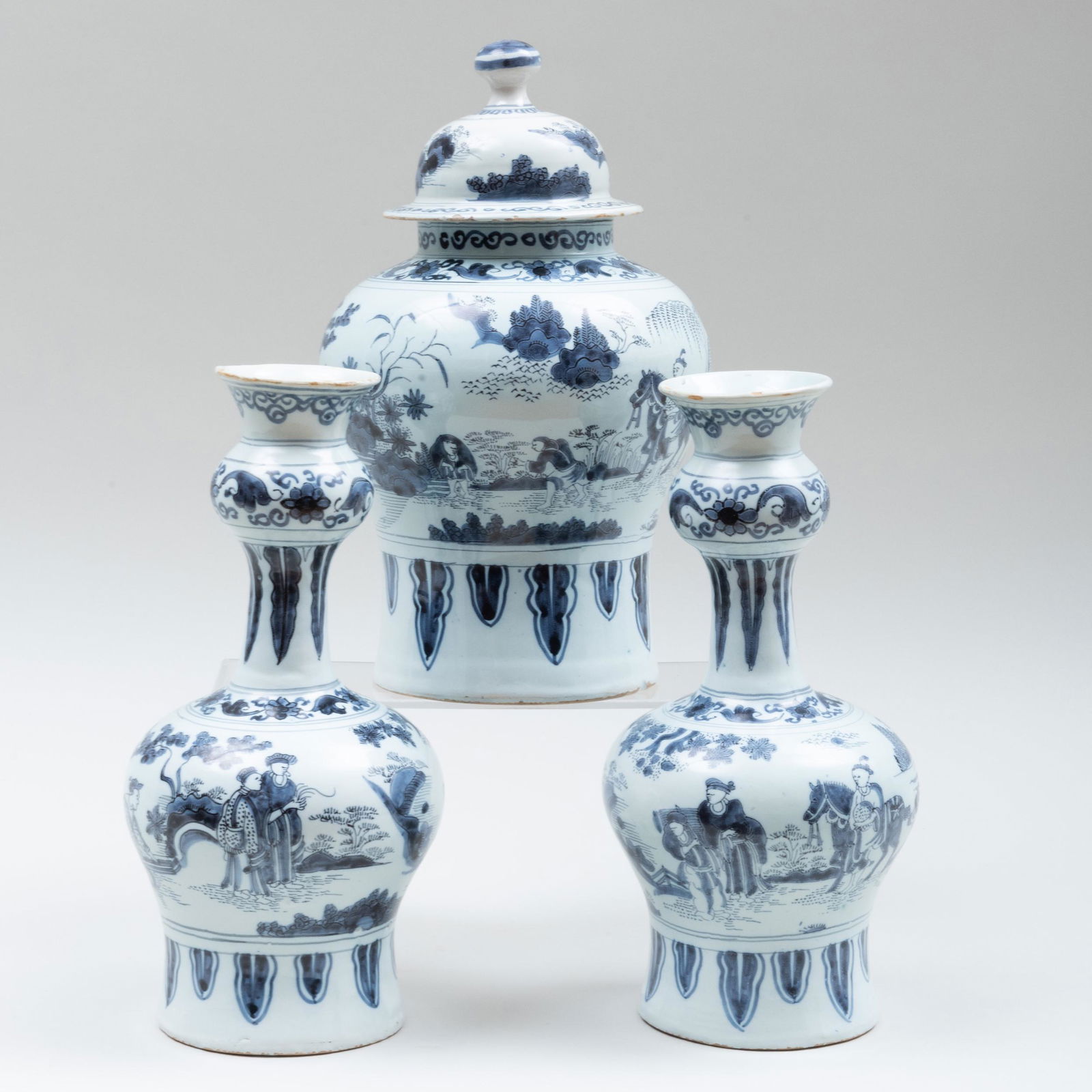 Pair of Dutch Delft Blue and White Bottle Vases and a (1 of 7)
