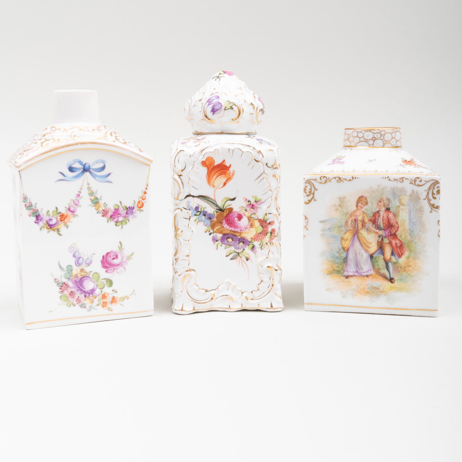 Group of Three German Porcelain Tea Caddies (1 of 9)