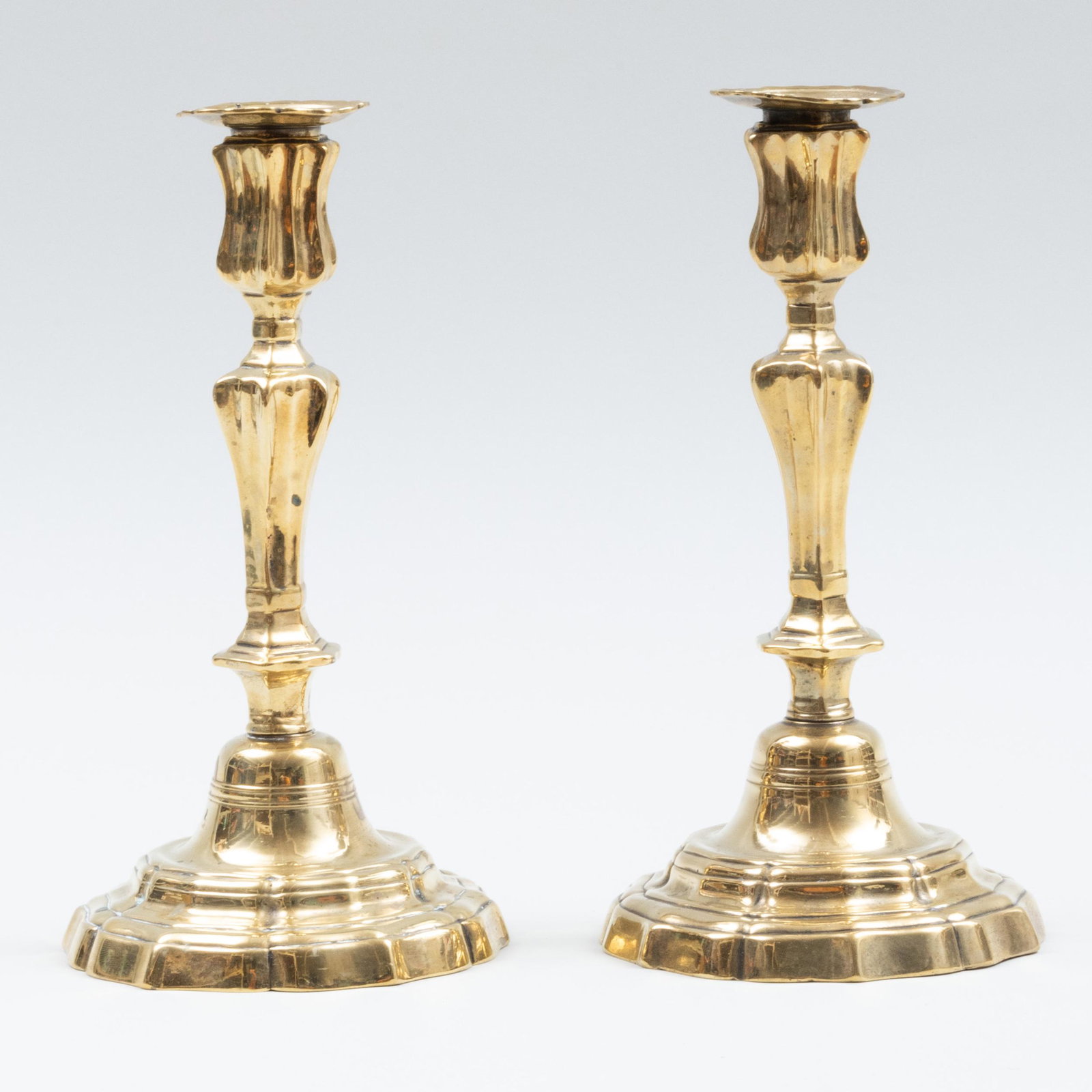Pair of Régence Ormolu Candlesticks: Pair of Régence Ormolu Candlesticks 10 1/8 x 5 3/8 in. diam.