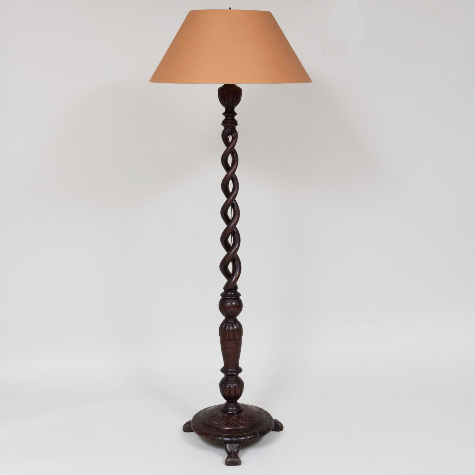 Victorian Style Carved Barley-Twist Floor Lamp (1 of 6)
