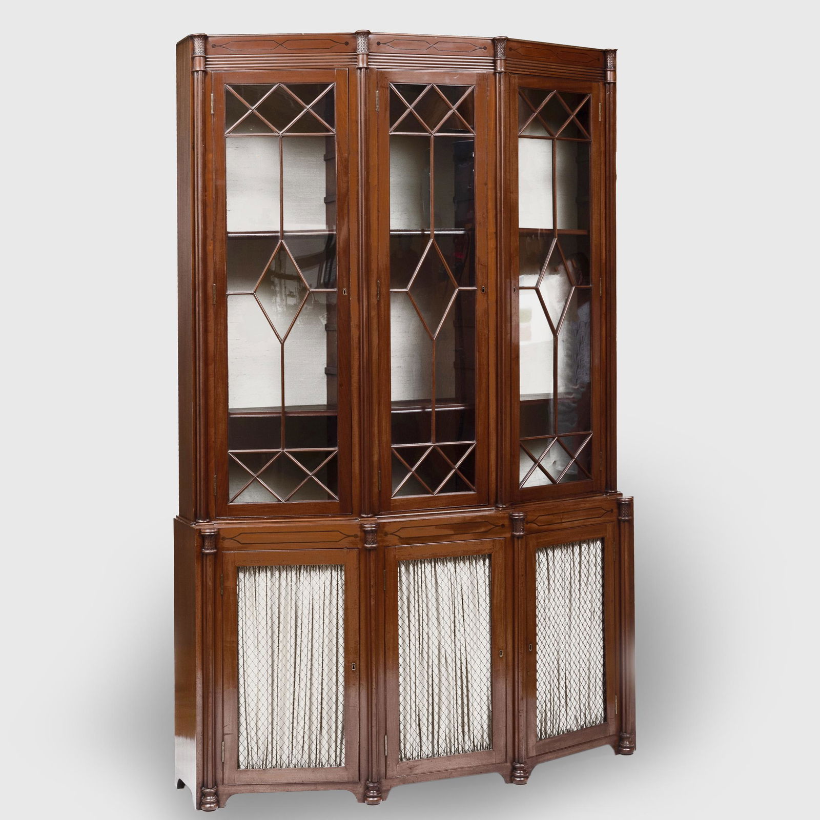 Regency Ebony Inlaid Carved Mahogany Bookcase (1 of 4)