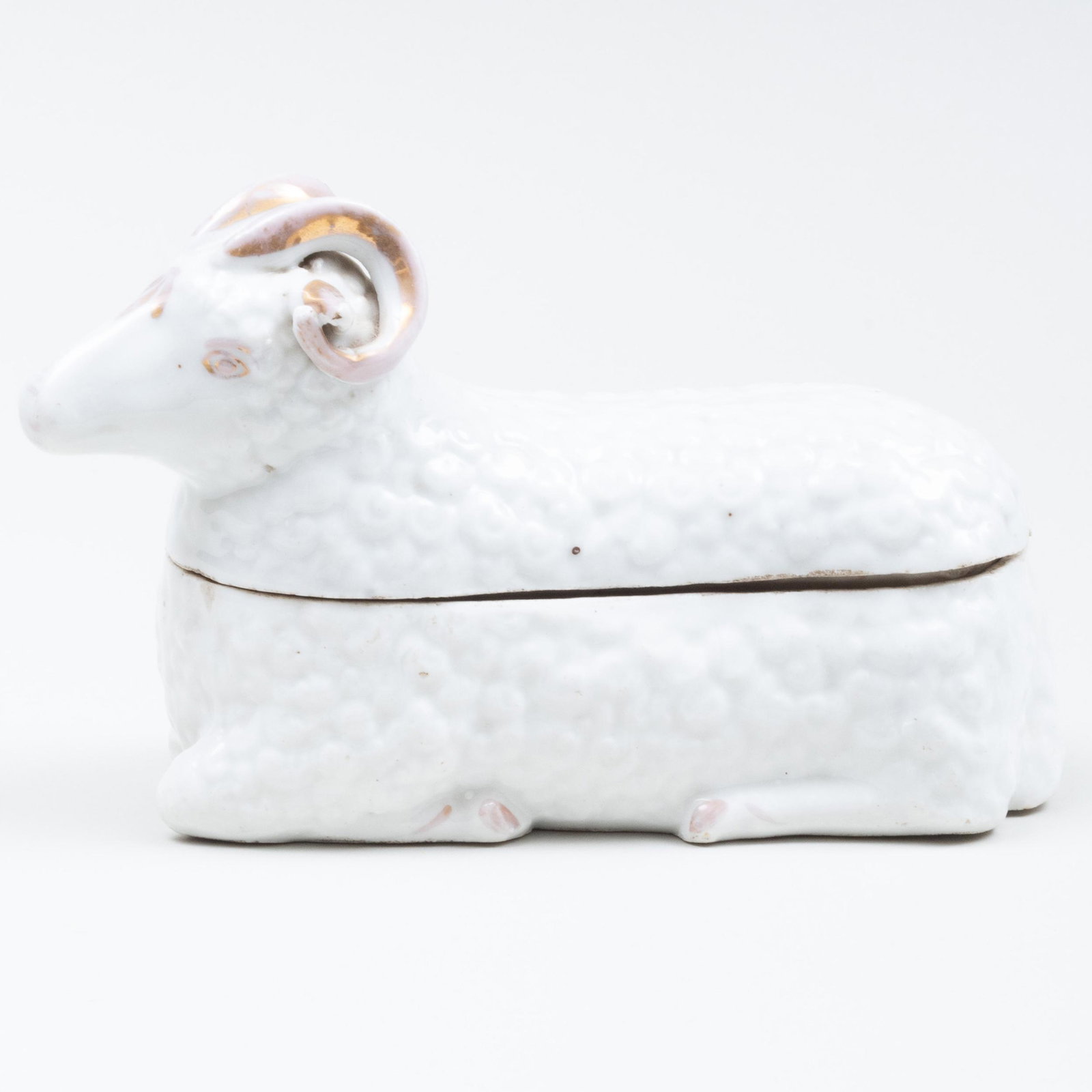 Porcelain Ram Form Box, Possibly Russian (1 of 6)