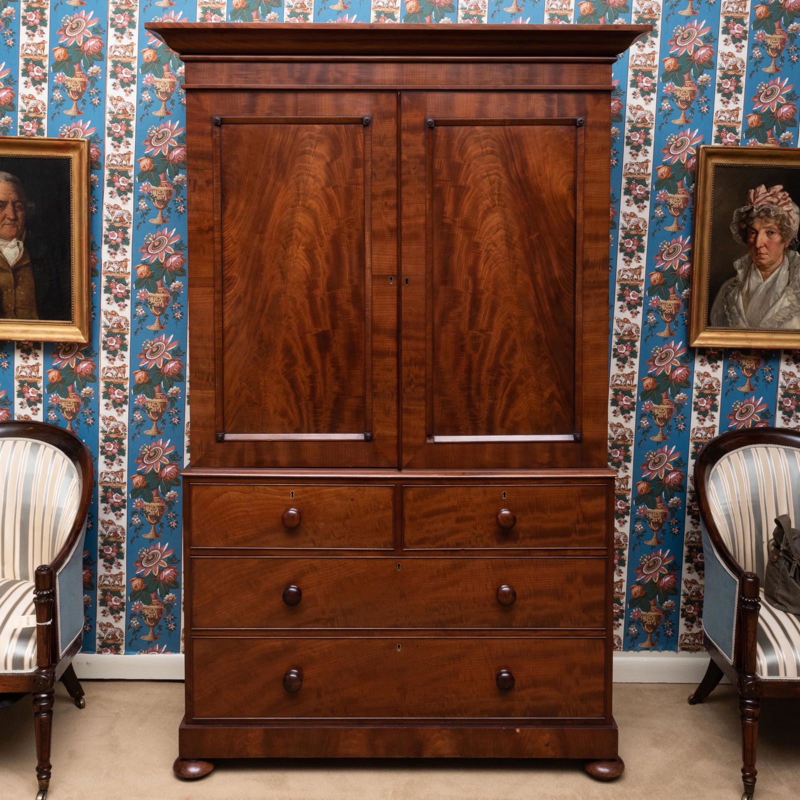 Late Regency Mahogany Linen Press (1 of 3)