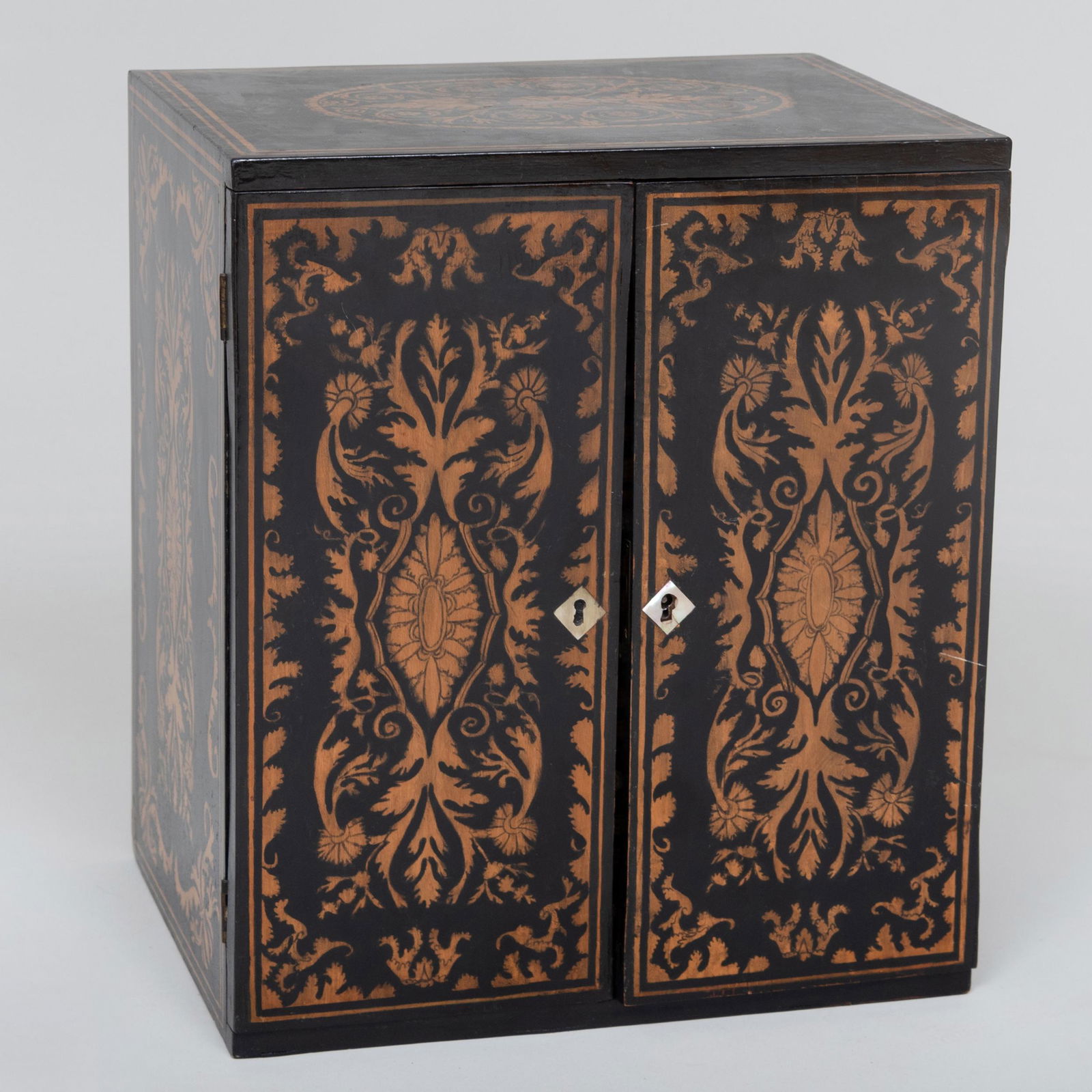 Late Regency Penwork Table Collector's Cabinet (1 of 9)