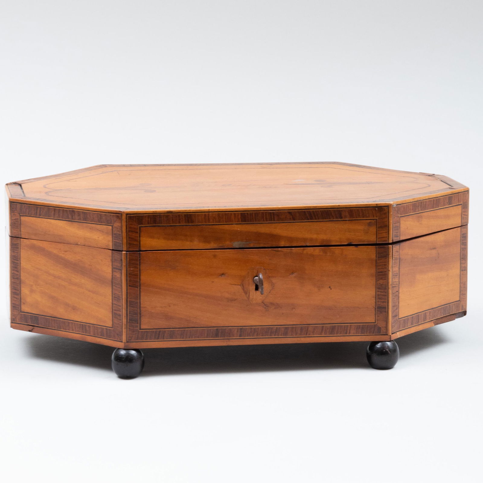 George III Rosewood-Inlaid Satinwood Sewing Box (1 of 8)