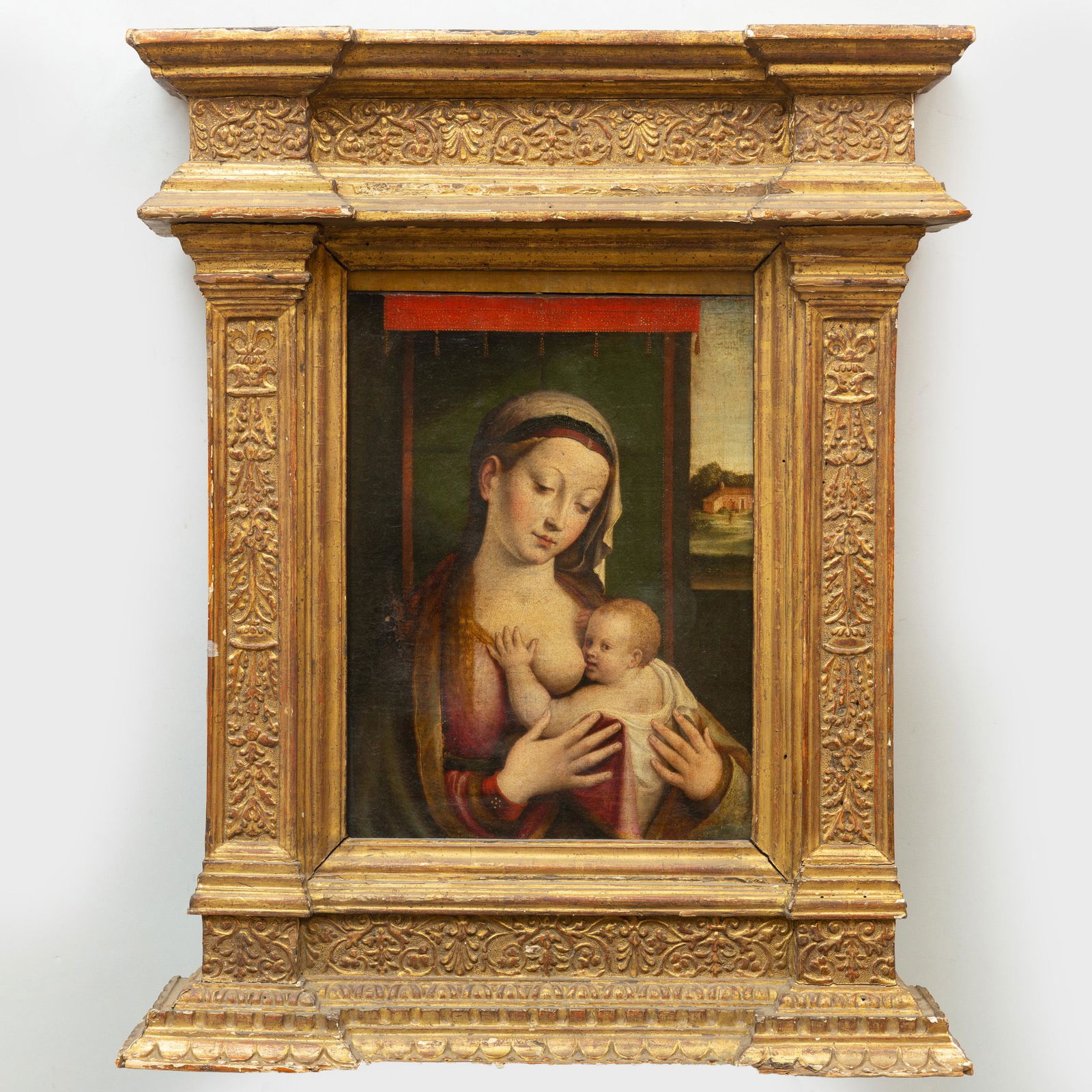 Attributed to Luca Longhi (1507-1580): Madonna and: Attributed to Luca Longhi (1507-1580): Madonna and Child Oil on canvas, unsigned. 16 1/2 x 13 1/2 in., 30 x 25 in. (frame).
