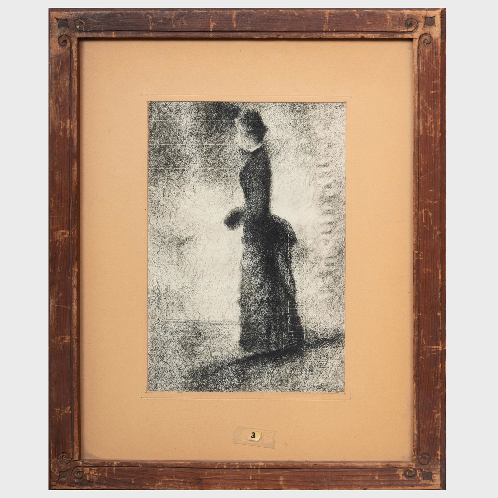 Attributed to Georges Seurat (1859-1891): Femme debut: Attributed to Georges Seurat (1859-1891): Femme debut Conté crayon on Michallet paper, unsigned. 12 3/4 x 8 3/4 in. (sheet), 21 x 17 in. (frame). Note: This work is not included in Césare Mange de H