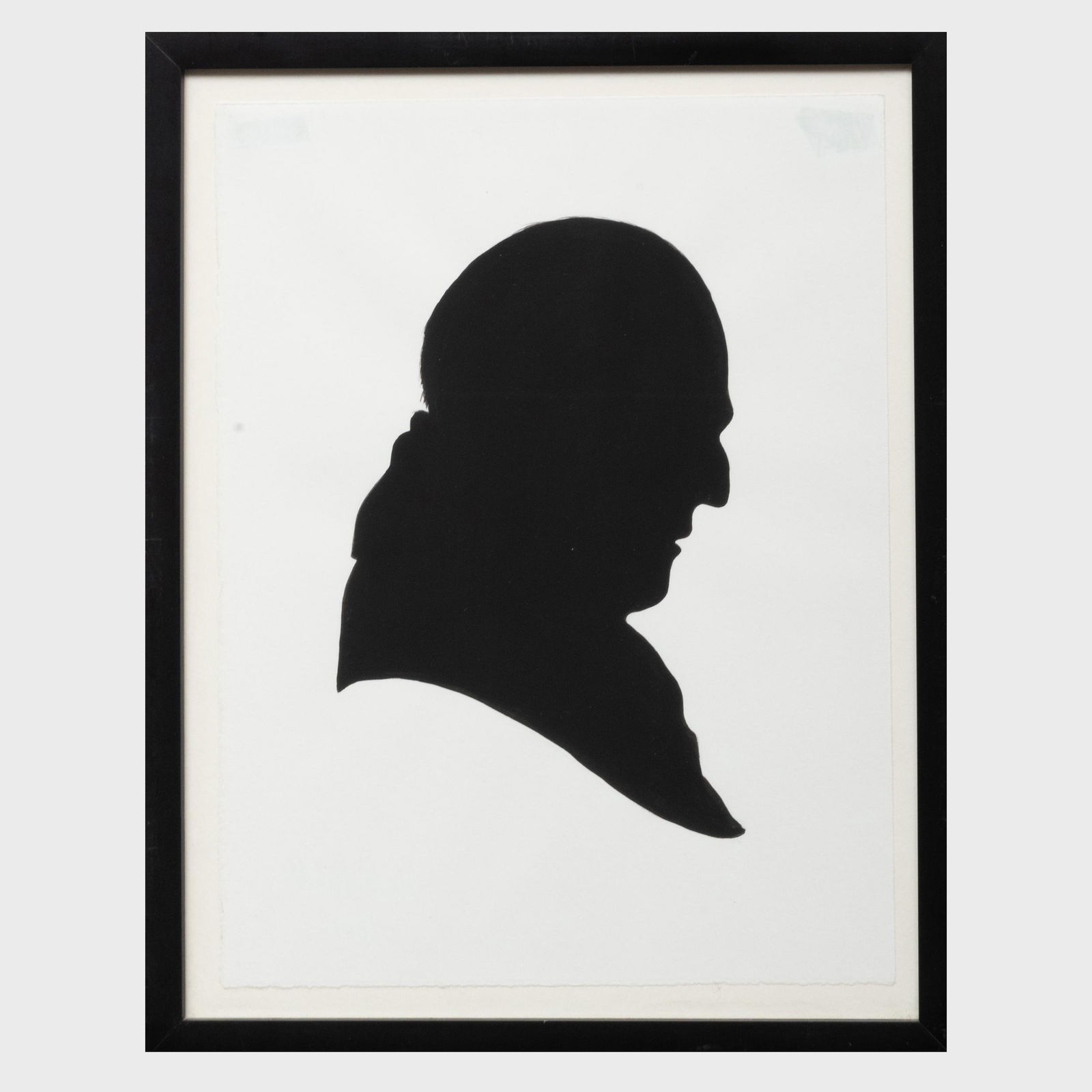 Elliott Puckette (b. 1967): Profile Silhouette of John: Elliott Puckette (b. 1967): Profile Silhouette of John Richardson Cut paper, 2009, signed 'Elliott Puckette' and dated on the reverse, signed 'Elliott', dated and inscribed 'For dearest John/Happy Bir
