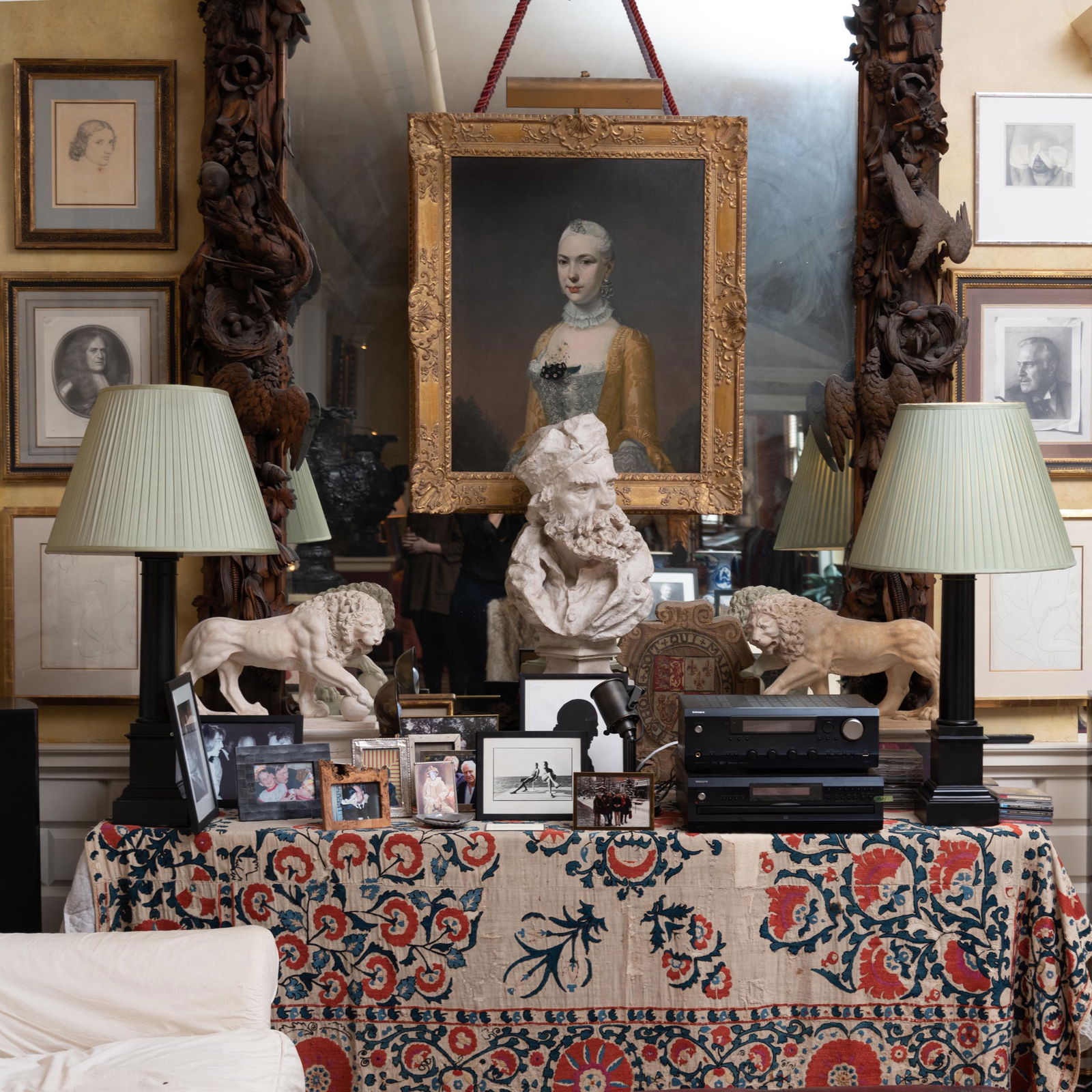 Pair of Tôle Columnar Form Lamps: Pair of Tôle Columnar Form Lamps 37 in. high (overall). John Richardson: A Scholar Collects