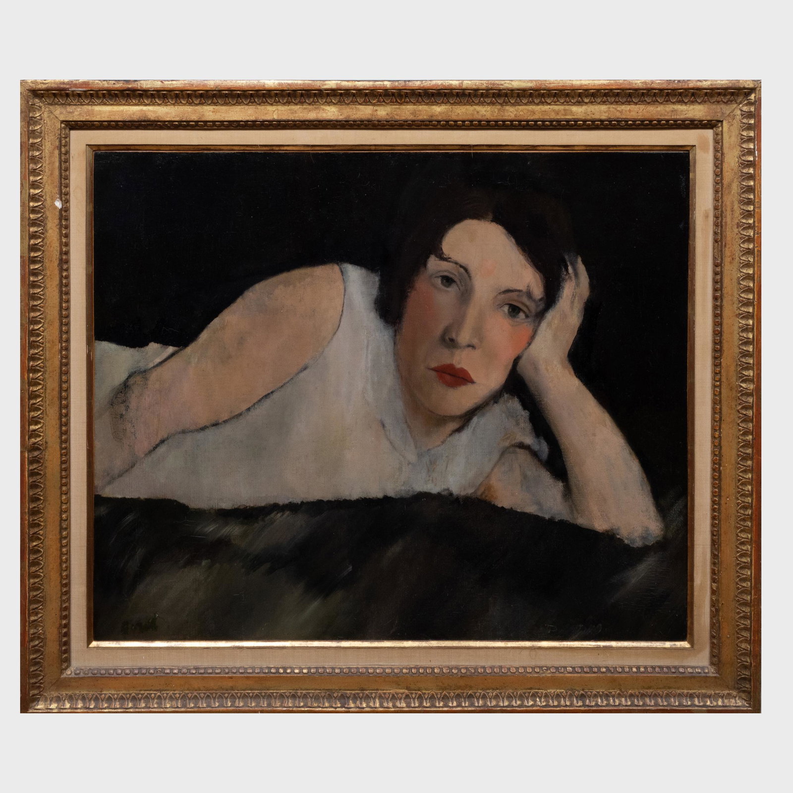 Christian Bérard (1902-1949): Damia: Christian Bérard (1902-1949): Damia Oil on canvas, c. 1930, indistinctly signed lower left, lined. 23 3/4 x 28 3/4 in., 29 3/4 x 35 in. (frame). Note: Damia was a popular cabaret singer in Paris the 