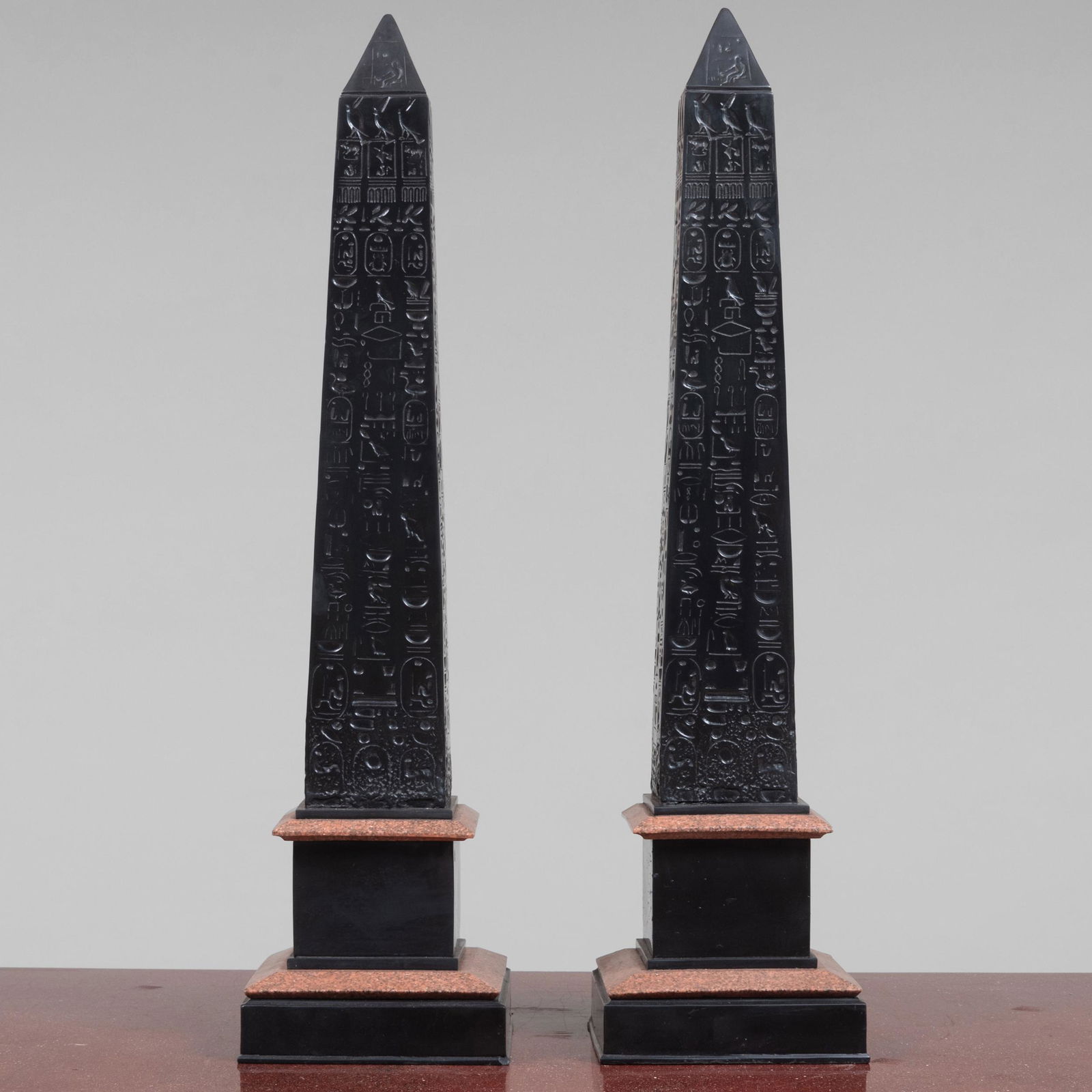 Pair of Modern Painted Composition Obelisks: Pair of Modern Painted Composition Obelisks 34 in. high. John Richardson: A Scholar Collects