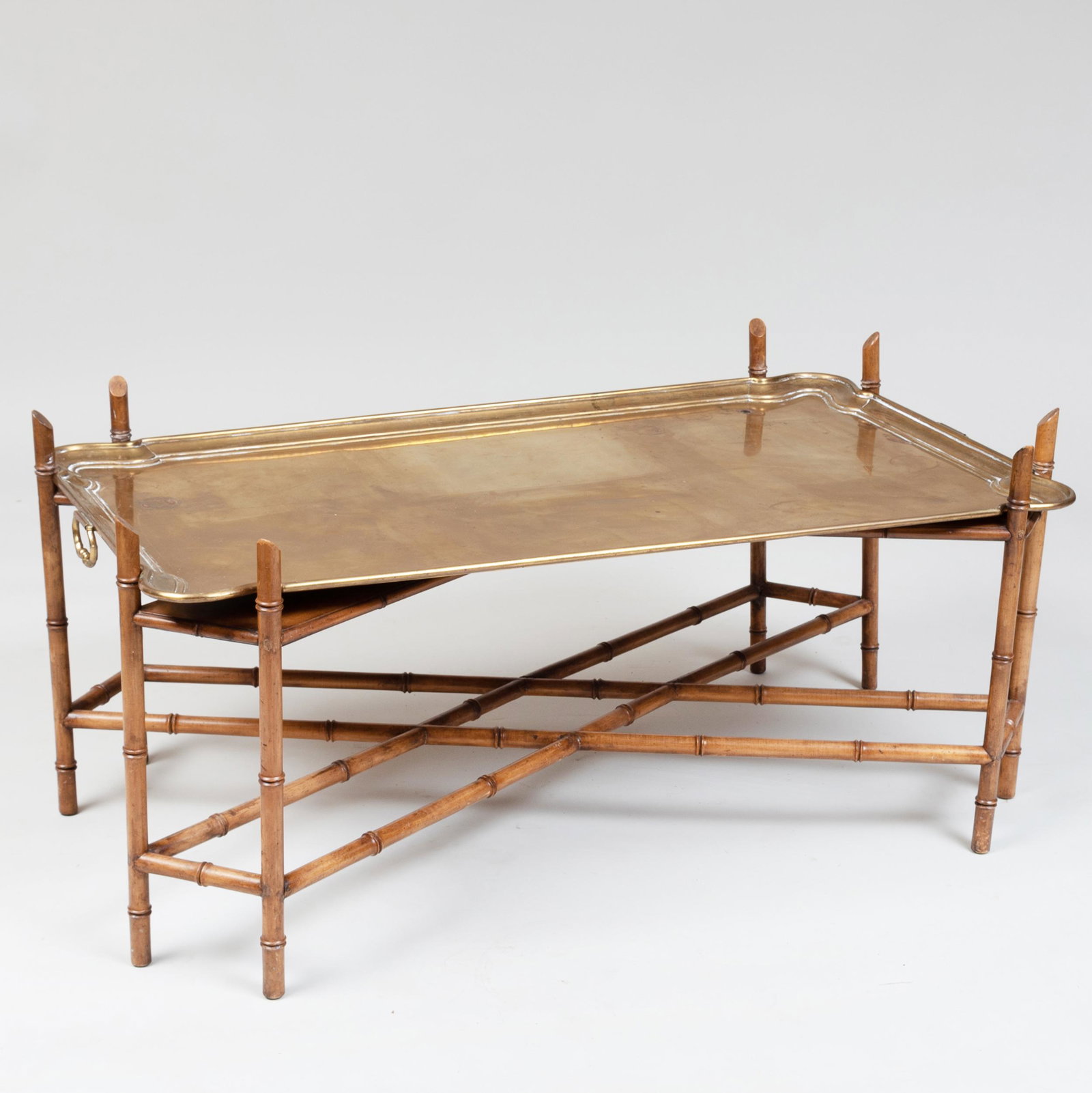 Brass Tray Top and Bamboo Low Table: Brass Tray Top and Bamboo Low Table 22 x 48 x 28 1/4 in. John Richardson: A Scholar Collects