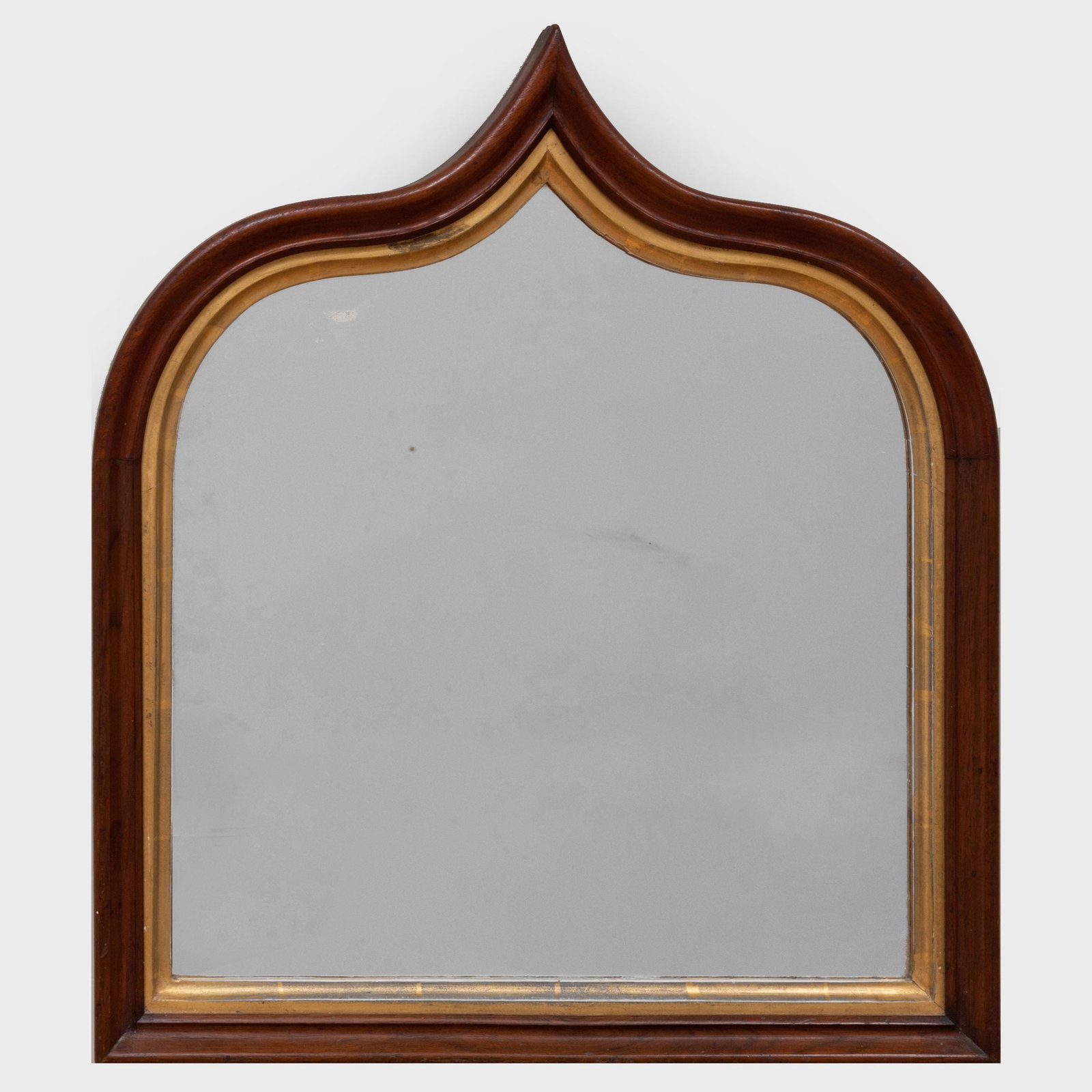 Small Neo-Gothic Walnut and Parcel-Gilt Mirror: Small Neo-Gothic Walnut and Parcel-Gilt Mirror 23 1/2 x 20 in. John Richardson: A Scholar Collects