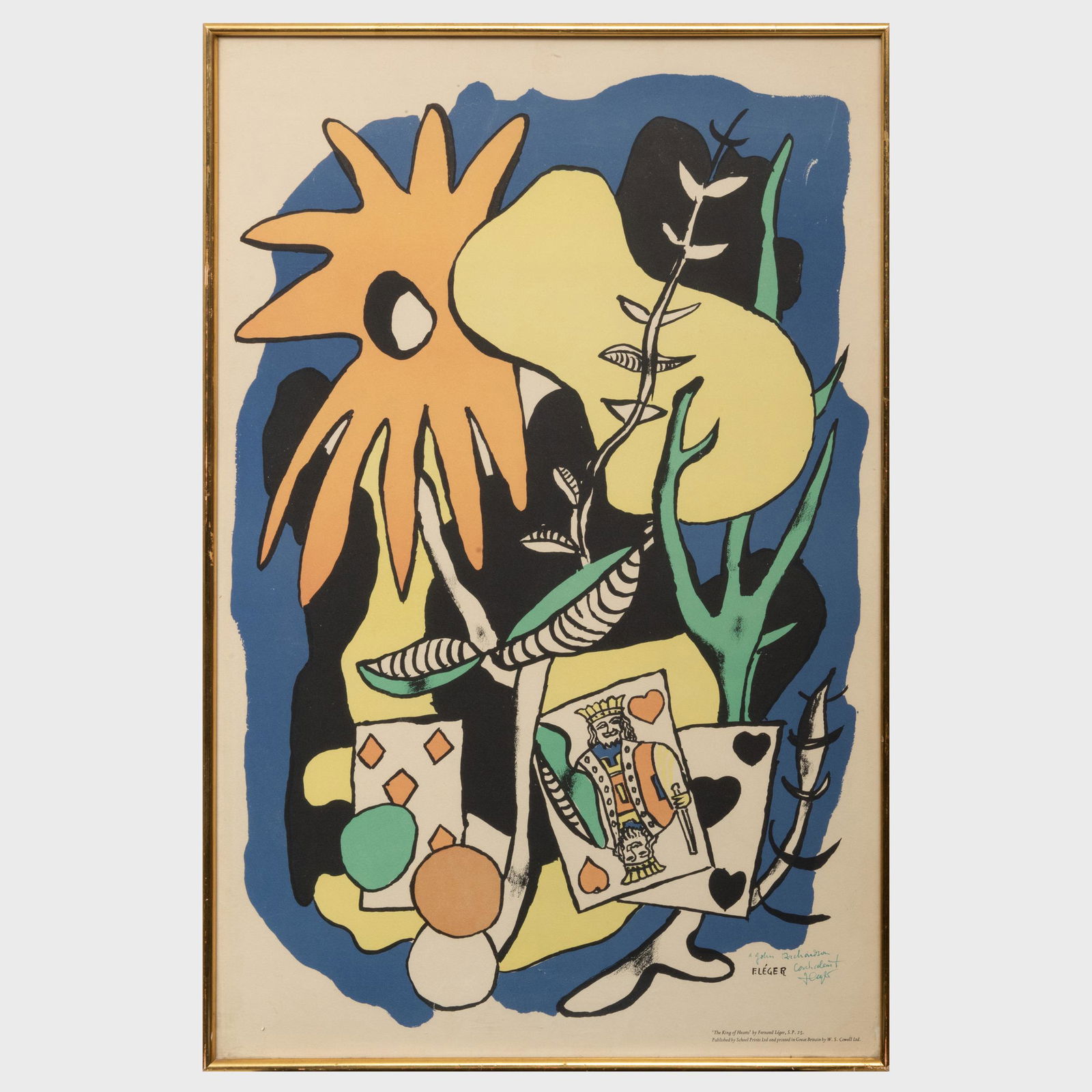 After Fernand Léger (1881-1955): The King of Hearts: After Fernand Léger (1881-1955): The King of Hearts Offset lithograph in colors on wove paper, signed and inscribed 'a John Richardson cordialement'. 29 1/2 x 19 1/2 in. (sight), 30 1/4 x 20 in. (fra