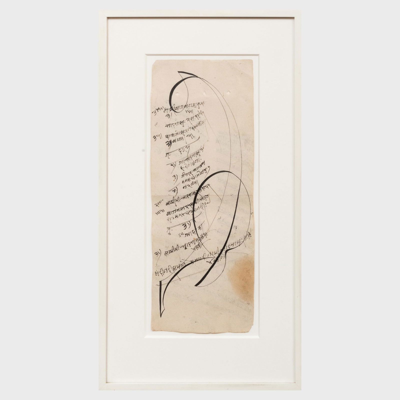 Elliott Puckette (b. 1967):Untitled: Elliott Puckette (b. 1967):Untitled Ink on found paper, 1997, unsigned, with label from Paul Kasmin Gallery, NY. 15 3/4 x 6 in. (sheet), 22 x 12 in. (frame). John Richardson: A Scholar Collects