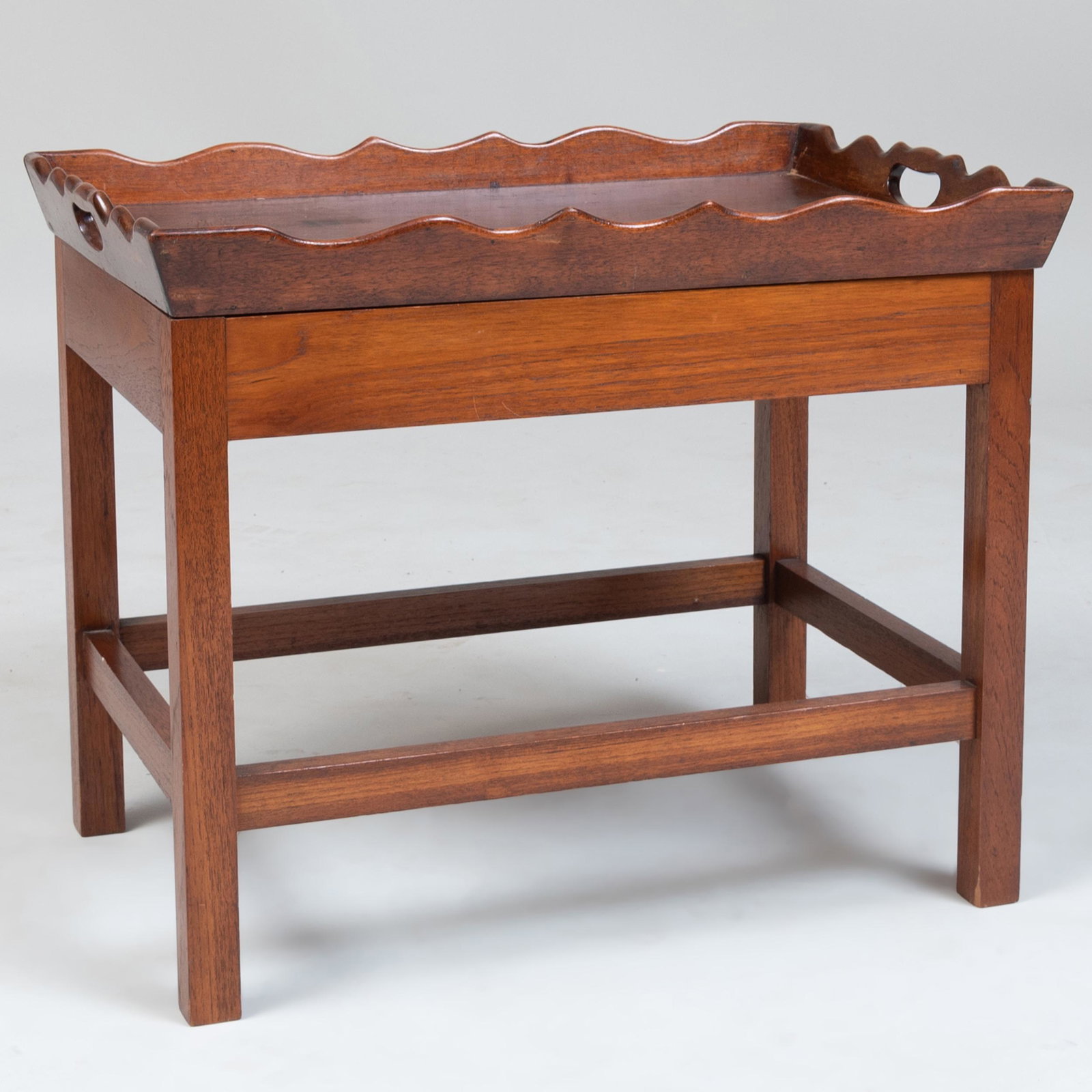 George III Style Mahogany Tray on Stand, of Recent: George III Style Mahogany Tray on Stand, of Recent Manufacture 22 1/2 x 27 1/2 x 18 3/4 in. John Richardson: A Scholar Collects