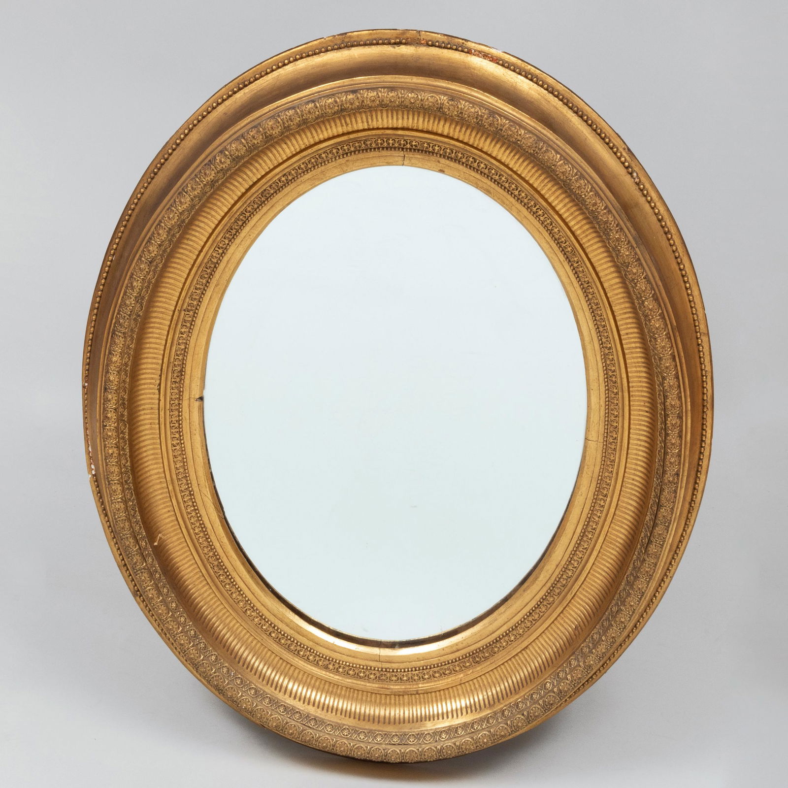 Napoleon III Giltwood Oval Mirror: Napoleon III Giltwood Oval Mirror 38 x 34 in. John Richardson: A Scholar Collects
