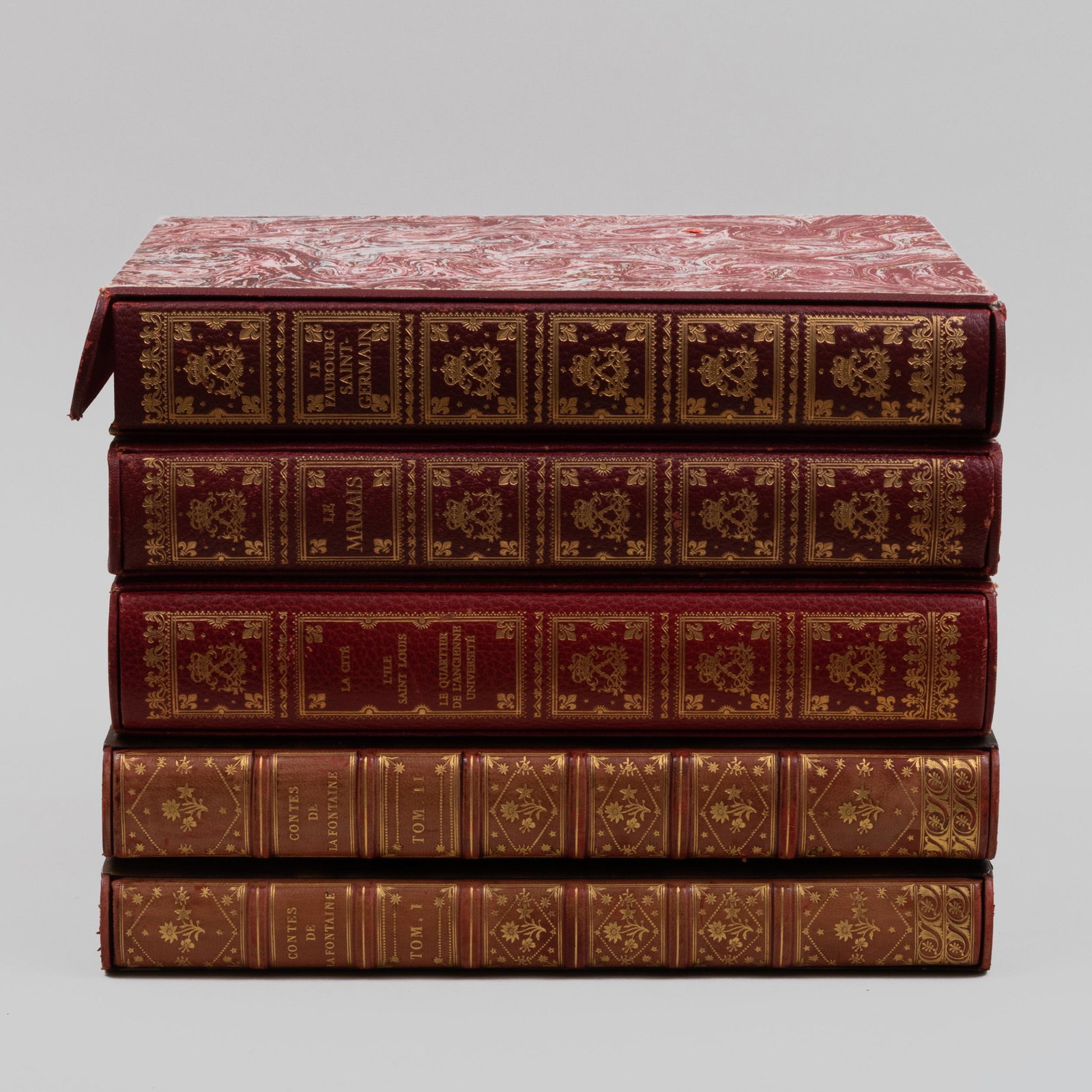 Pierre Caxotte and Yvan Christ, L'Ile Saint Louis,: Pierre Caxotte and Yvan Christ, L'Ile Saint Louis, L'Ile de La Cité, Le Quartier de L'Ancien Université: Le Faubourg Saint Germain; and Le Marais Three bound books, published by L'Editions D'Art H. 
