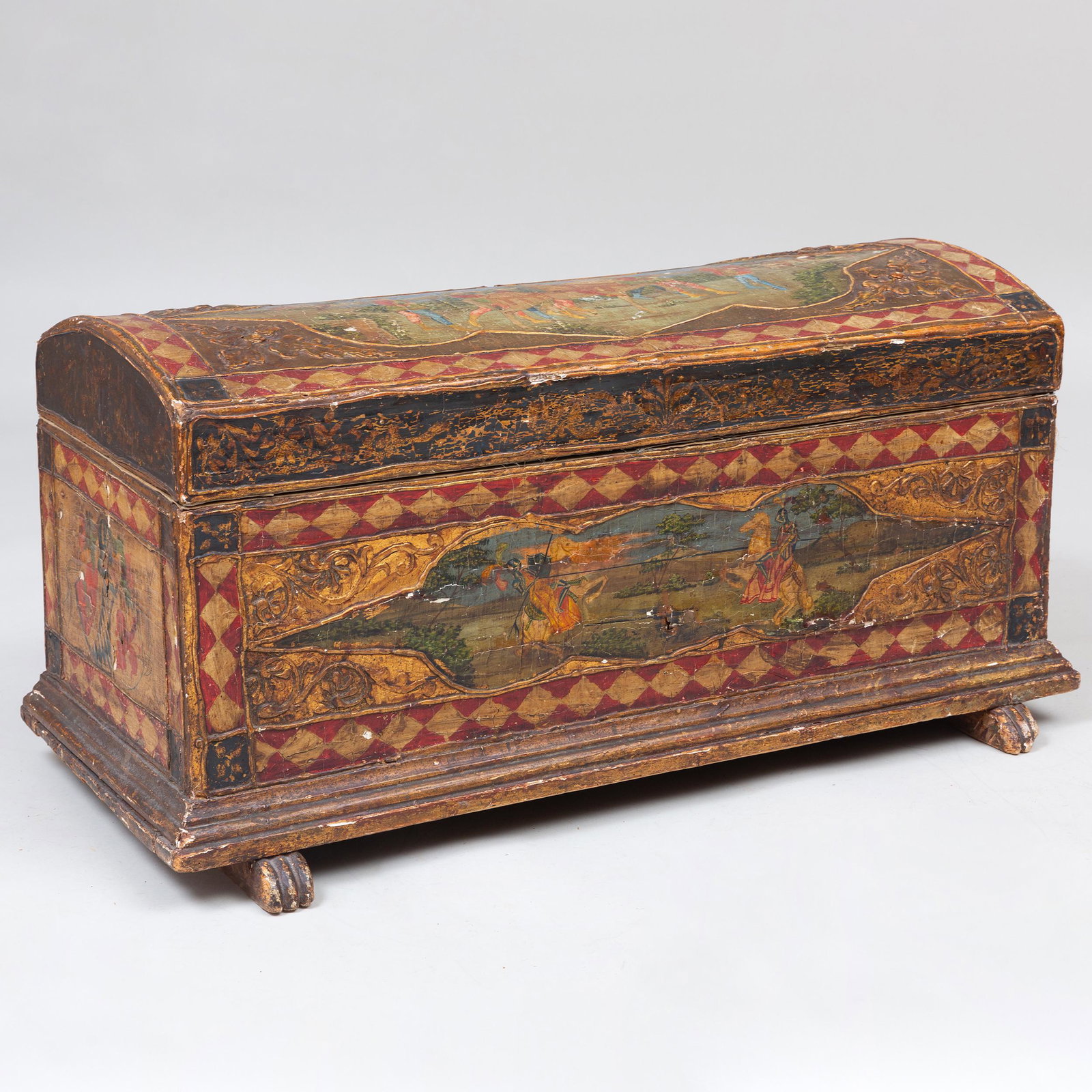 Italian Renaissance Style Painted and Parcel-Gilt: Italian Renaissance Style Painted and Parcel-Gilt Coffer 19 3/8 x 38 x 16 3/4 in. Selected Property from the Collection of Mr. and Mrs. Gutfreund
