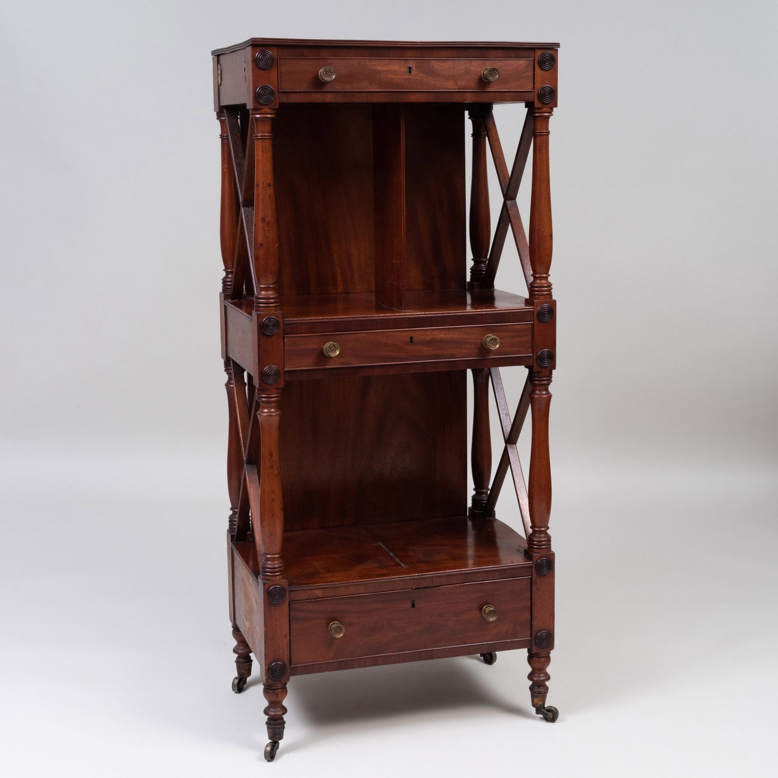 Regency Mahogany Whatnot: Regency Mahogany Whatnot 4 ft 2 1/2 x 22 x 14 1/4 in.