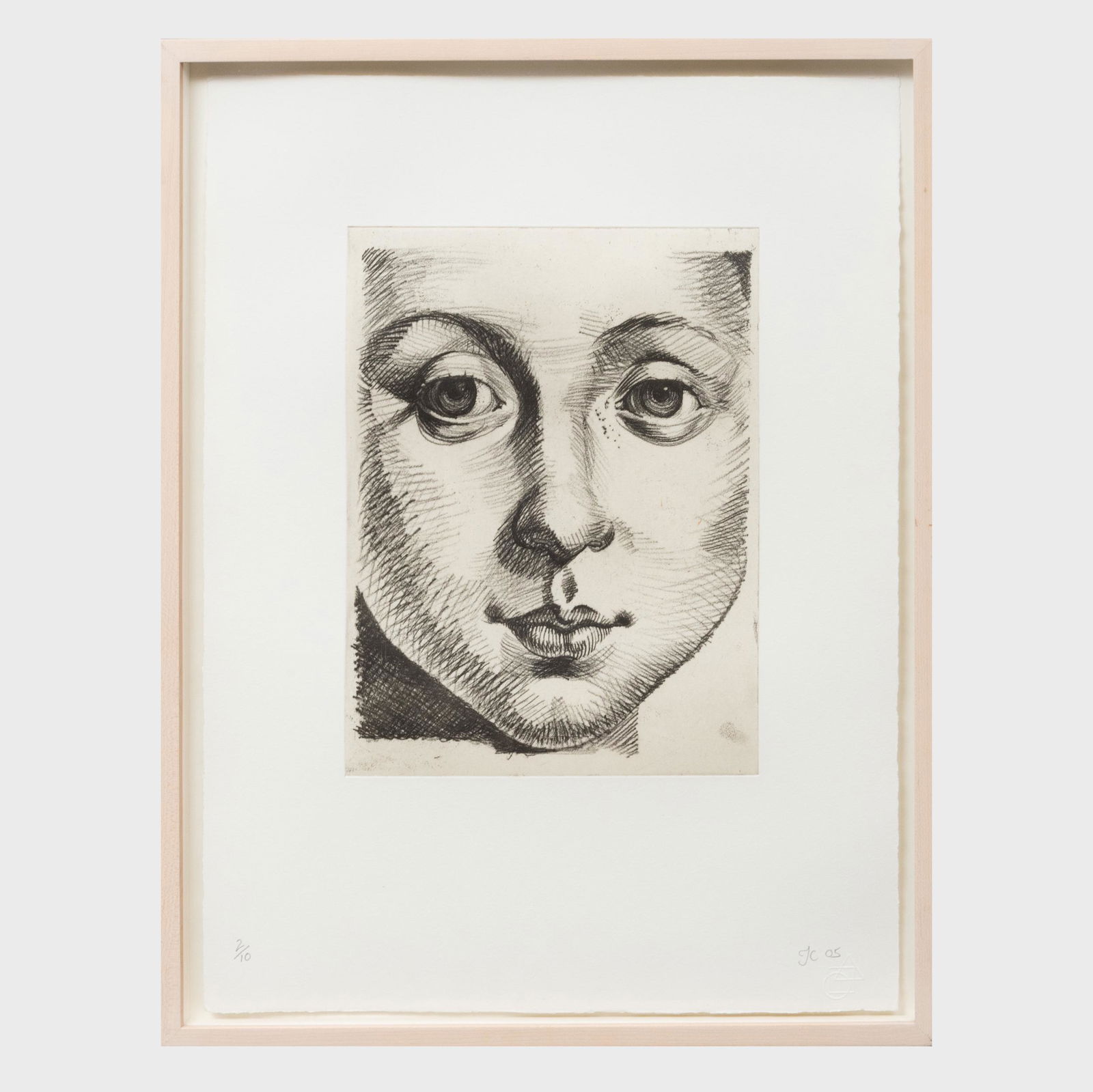 Timothy Cummings (b. 1968): Face III: Timothy Cummings (b. 1968): Face III Etching in black on wove paper, 2006, signed and dated in pencil, numbered 2/10, with label from Nancy Hoffman Gallery, NY. 20 x 15 in. (sheet), 21 1/2 x 16 1/2 in
