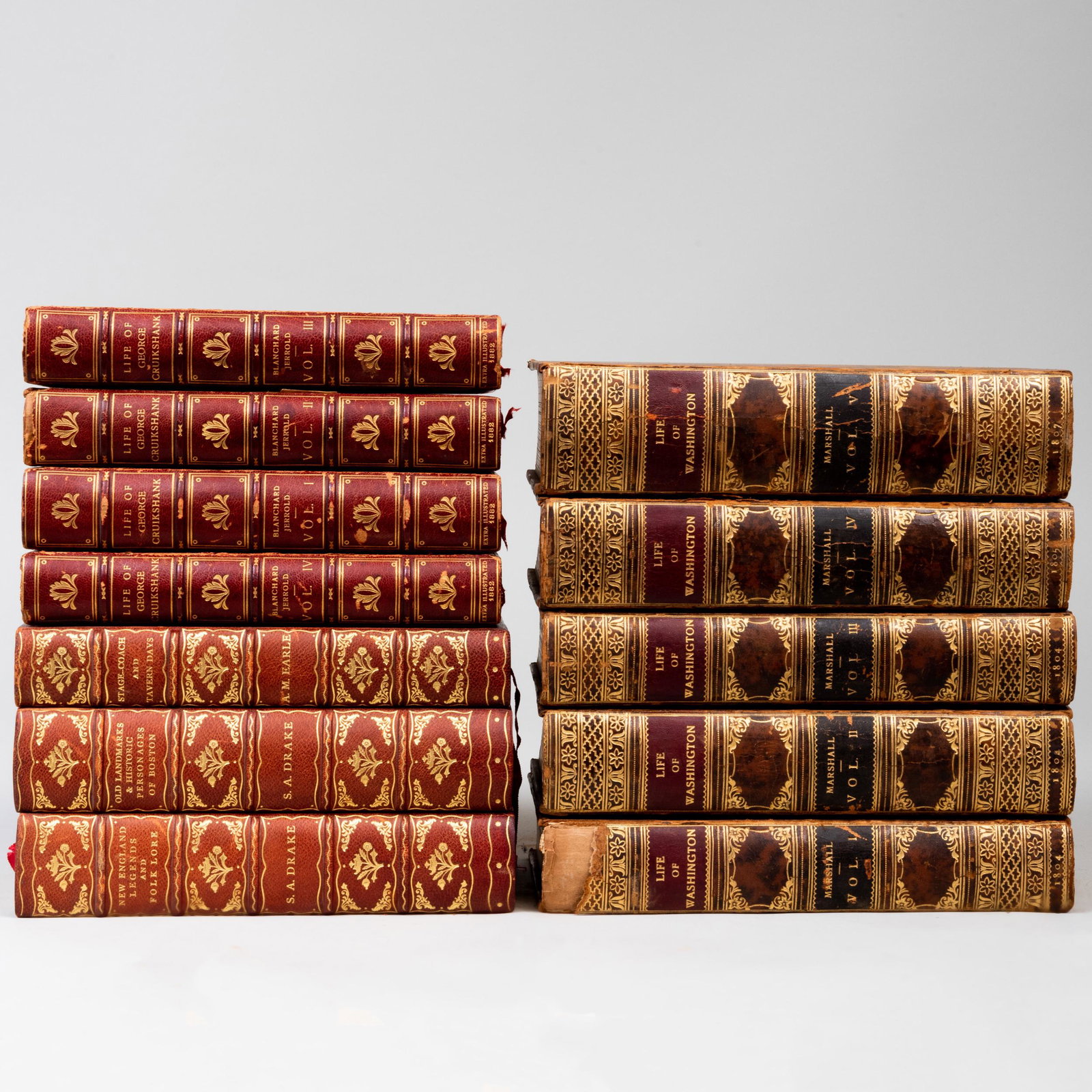 MARSHALL, John: The Life of George Washington; and: MARSHALL, John: The Life of George Washington; and JERROLD, Blanchard: Life of George Cruikshank Together with: A.M. Earle Stage-Coach and Tavern Days S.A. Drake New England Legends and Folklore and