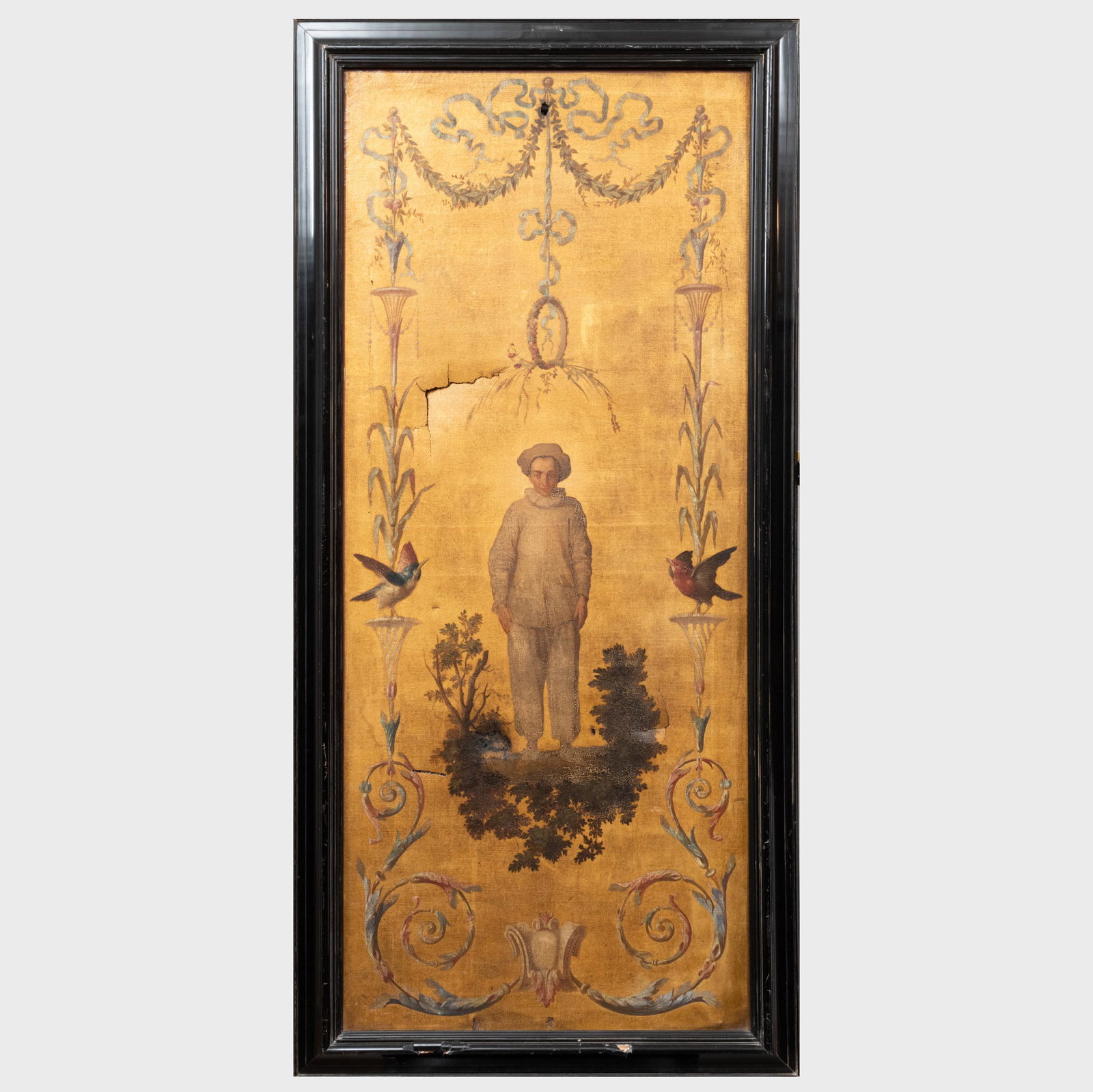 Continental School: Decorative Panel: Continental School: Decorative Panel Oil on canvas, unsigned. 49 x 22 in., 53 x 26 in. (frame).