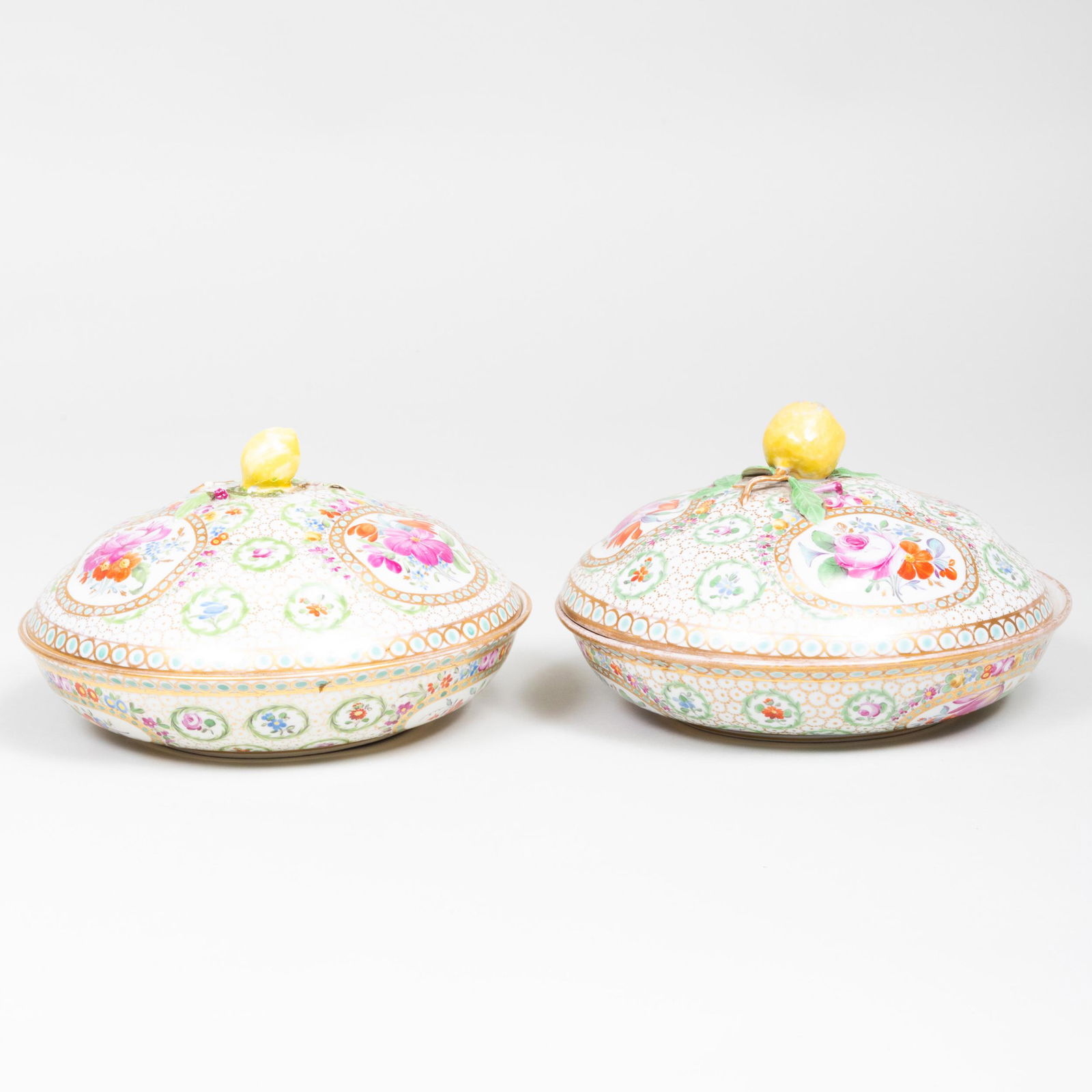 Pair of Meissen Marcolini Porcelain Circular Dishes and: Pair of Meissen Marcolini Porcelain Circular Dishes and Covers Blue crossed swords and star mark. 7 1/2 in. diam.