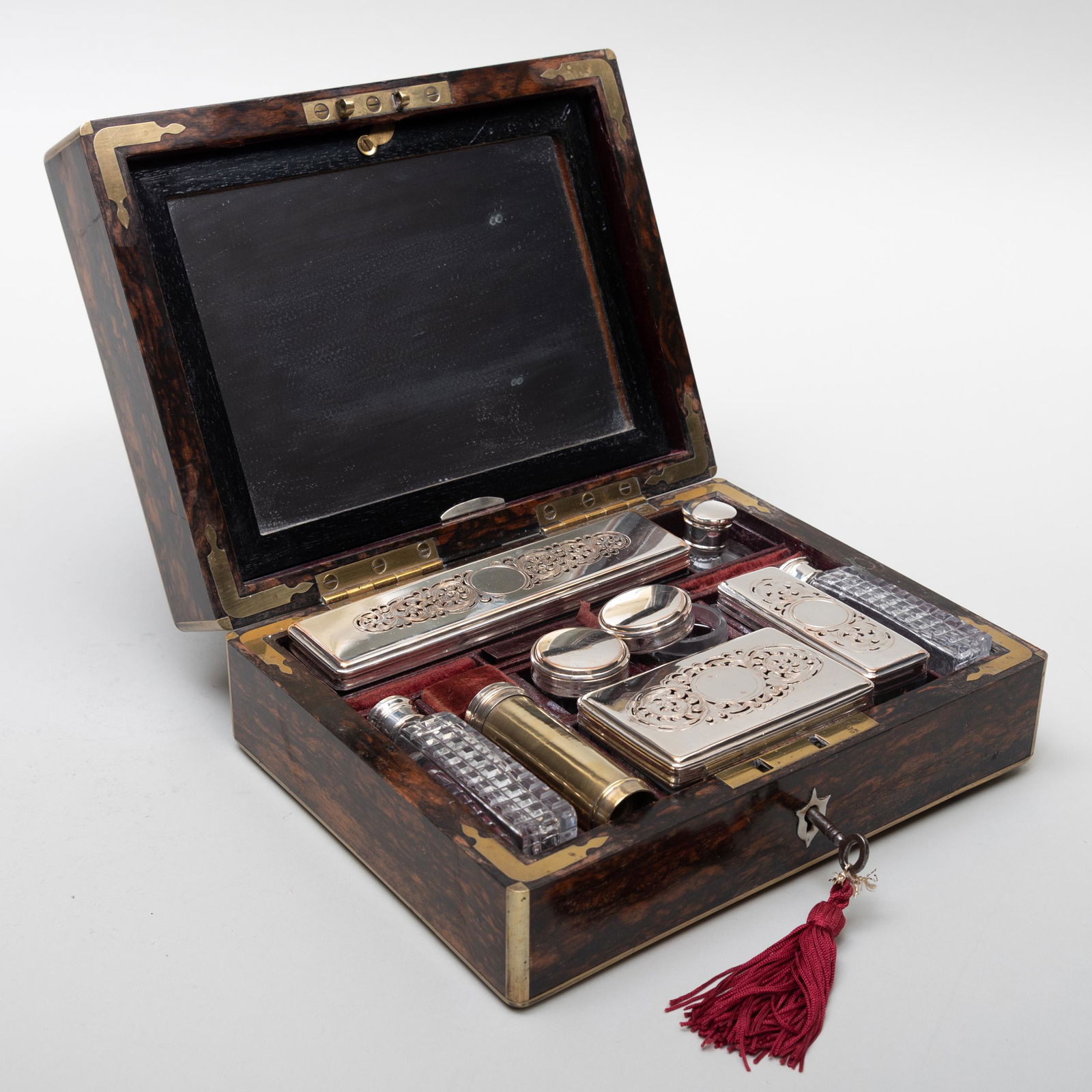 Silver Plate, Glass, Palisander and Brass-Mounted (1 of 9)