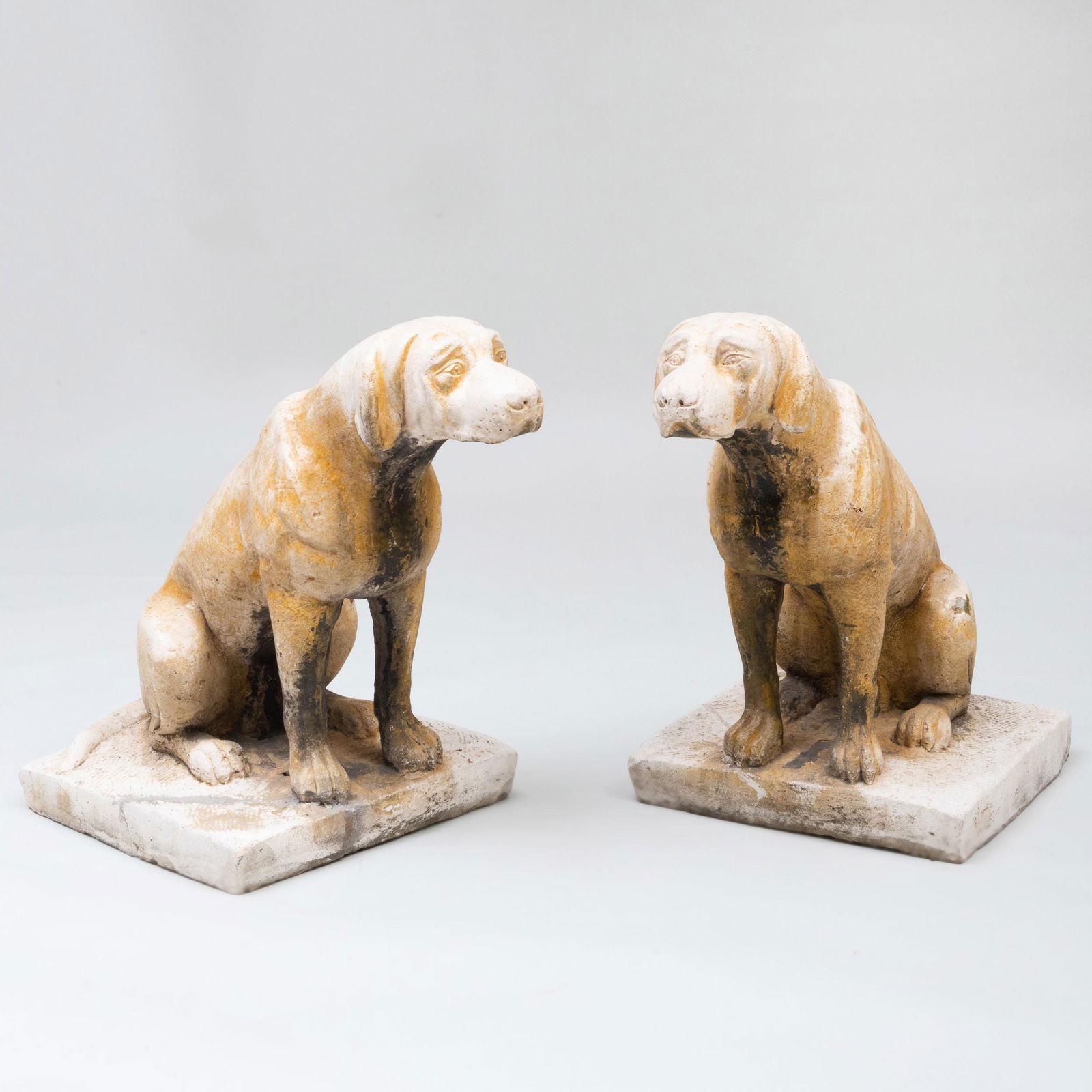Pair of French Painted Composition Seated Dogs (1 of 5)