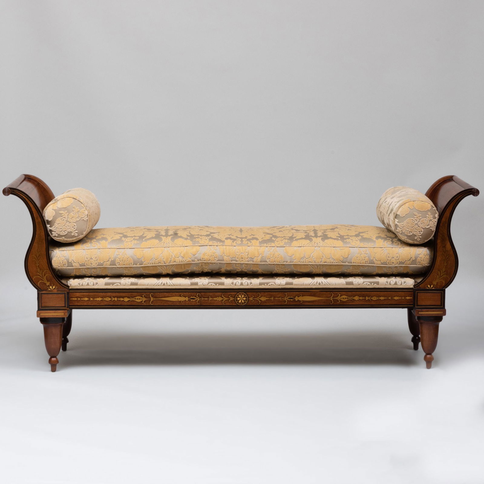 Regency Style Brass Inlaid Walnut and Ebonized Chaise (1 of 8)