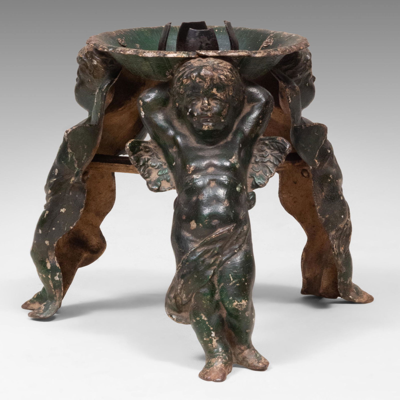 German Painted Iron Christmas Tree Stand with Cherub (1 of 5)