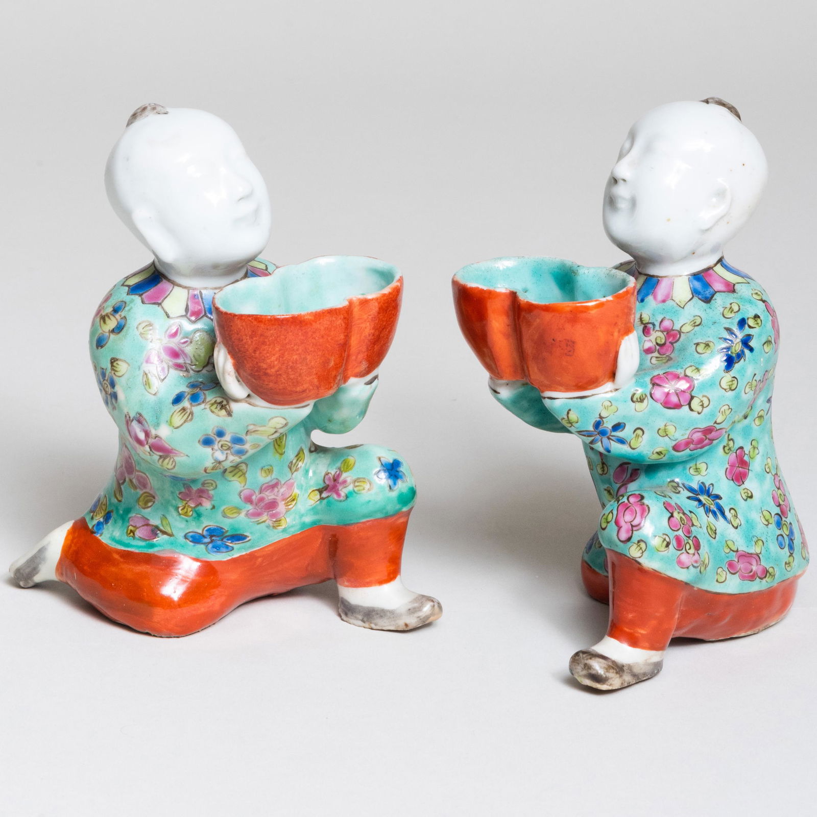 Pair of Chinese Export Porcelain Figures of Kneeling (1 of 7)
